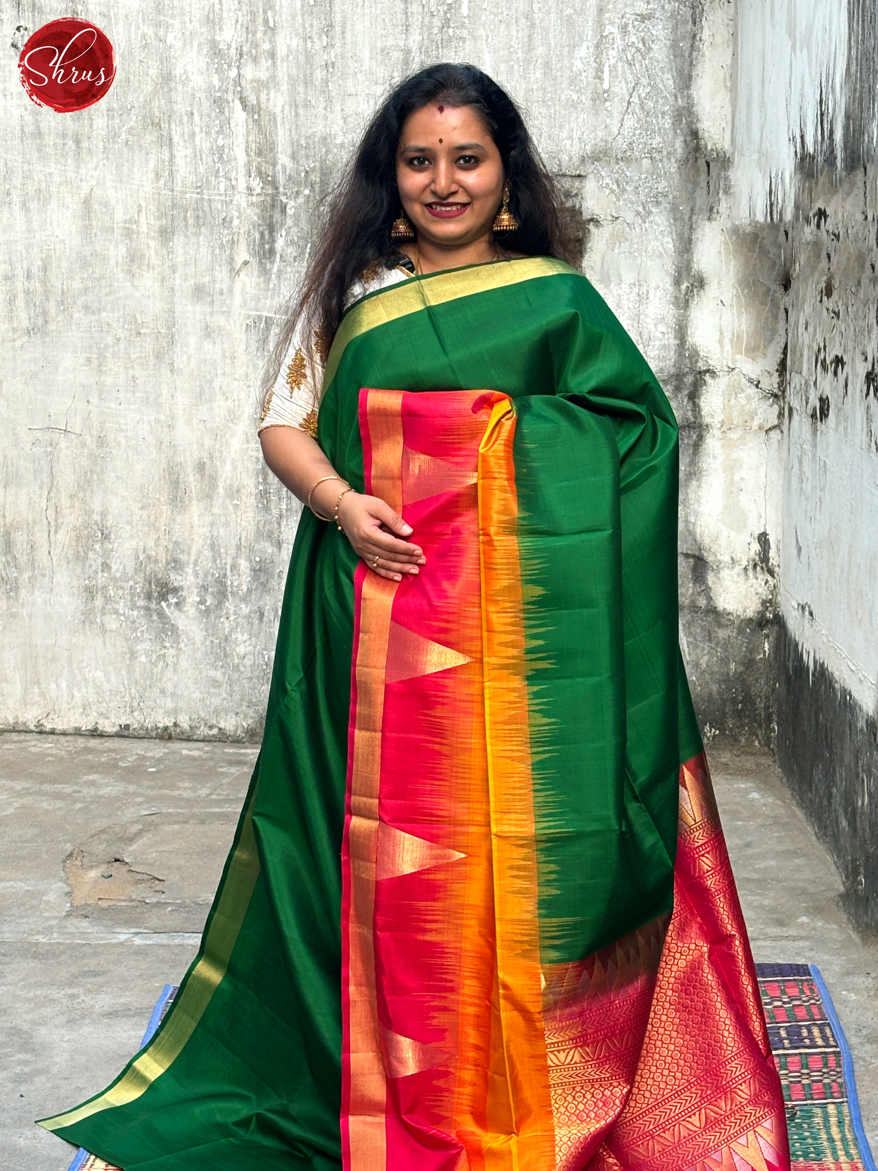 Green And Pink- Soft Silk Saree - Shop on ShrusEternity.com