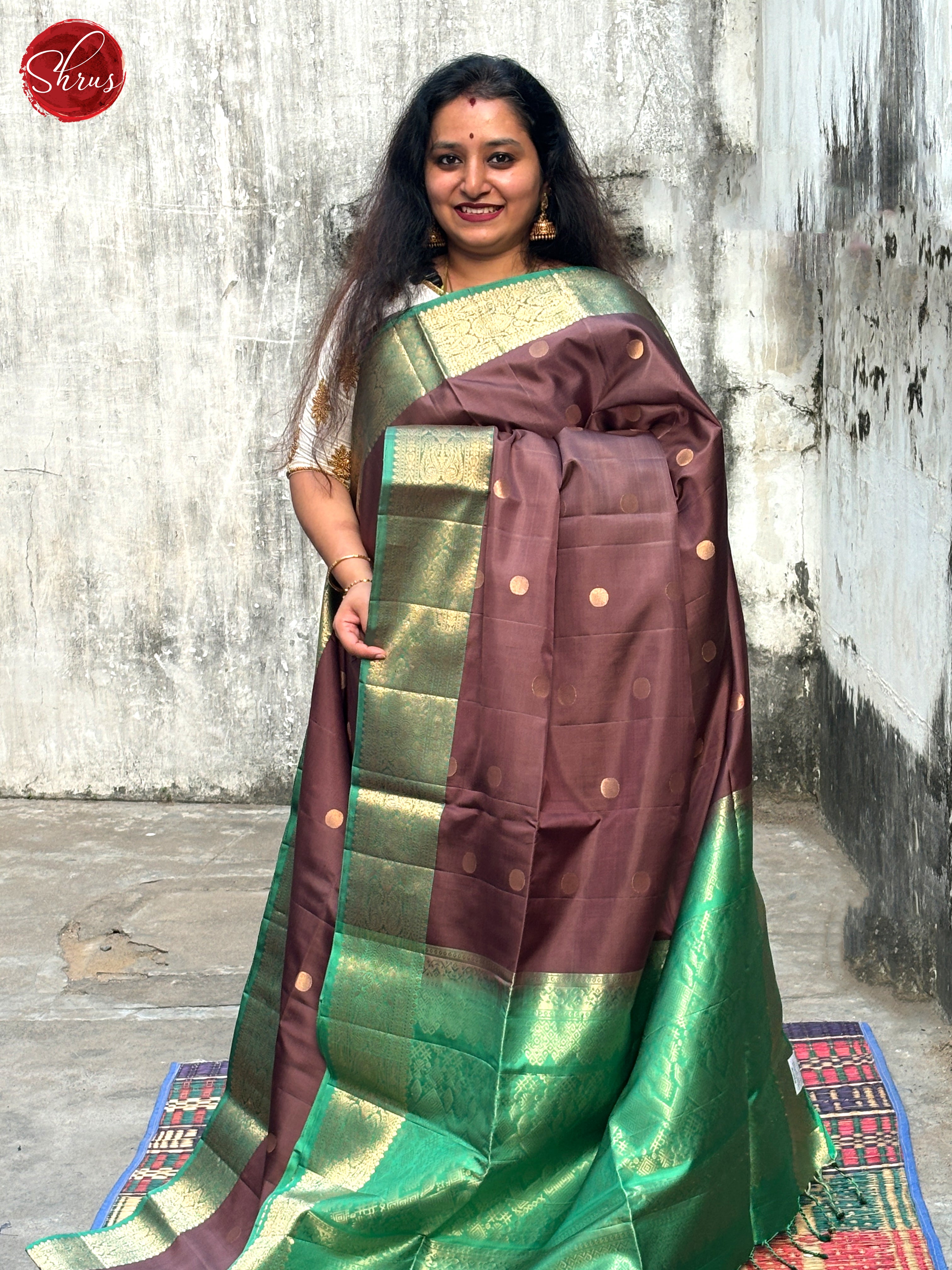 Brown And Green-Soft Silk saree-1
