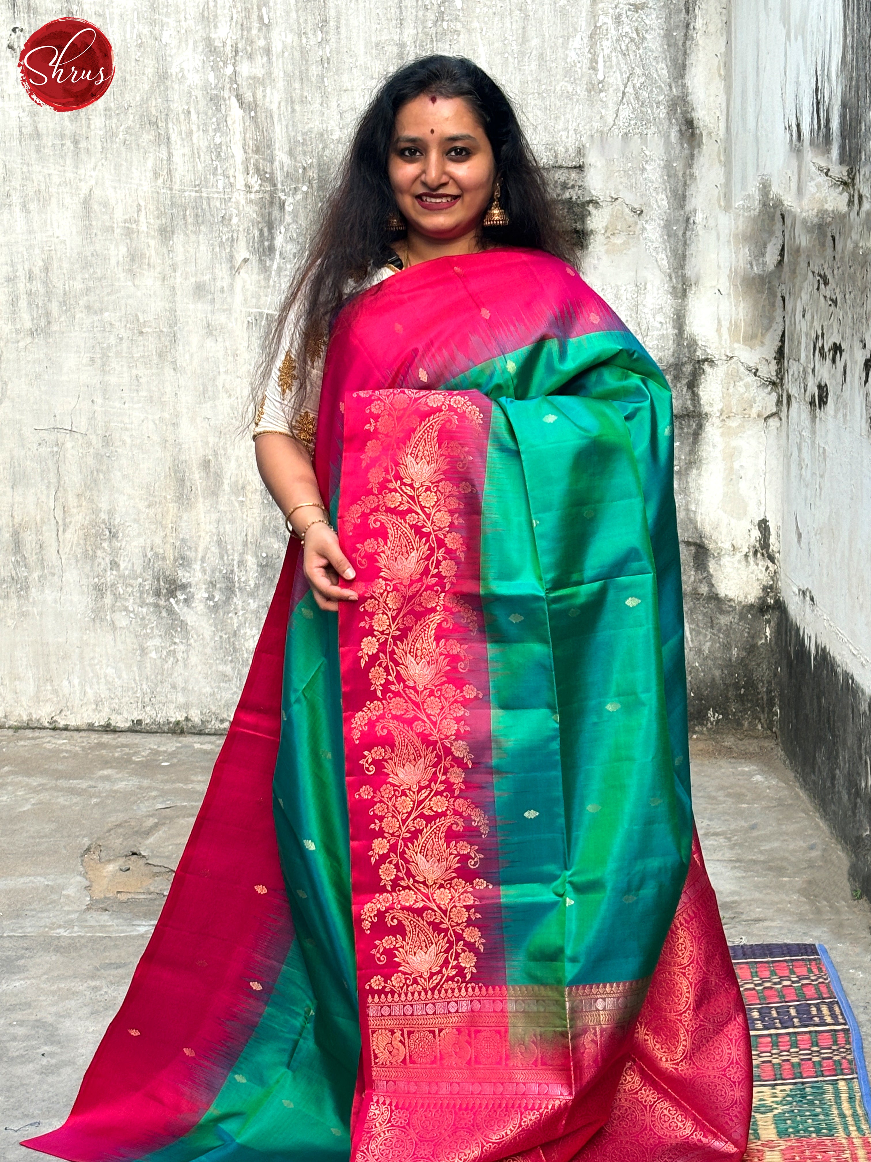 Green & Pink - Soft Silk Saree - Shop on ShrusEternity.com