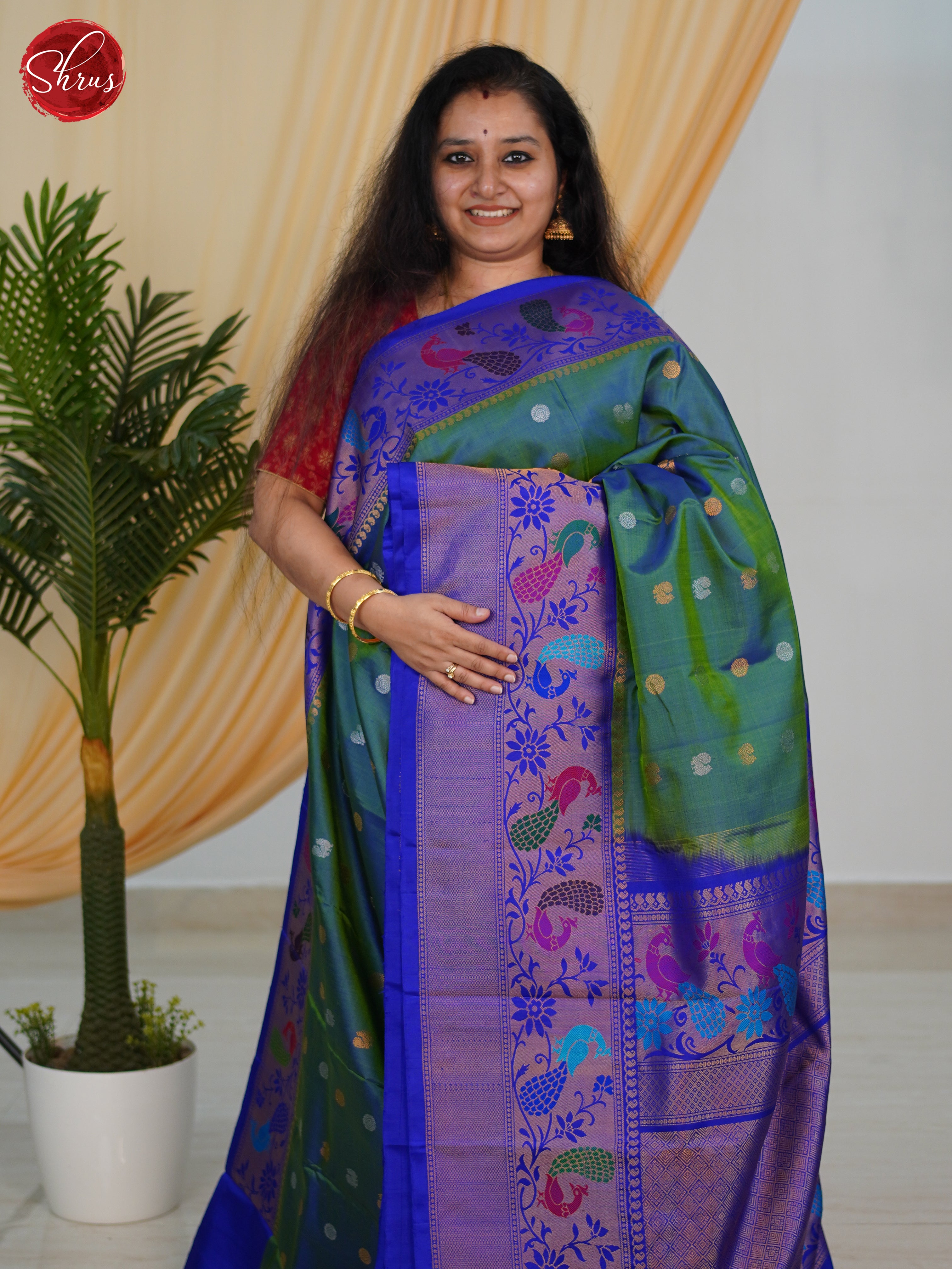 Green & Blue - Gadwal silk Saree - Shop on ShrusEternity.com