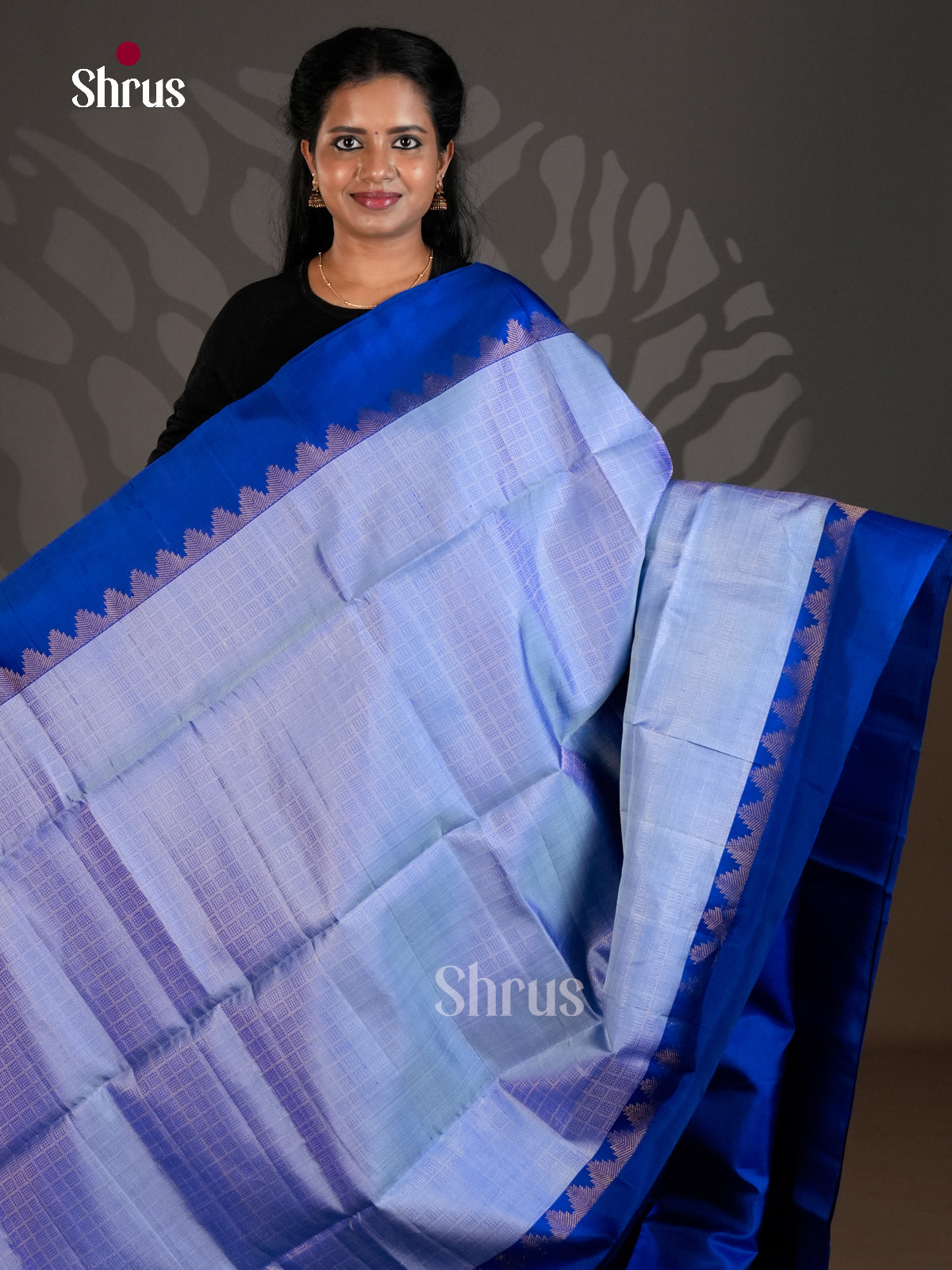 Buy Classy Light Blue Soft Silk Sarees with Zari Checks, Blue Temple Border & Brocade Pallu