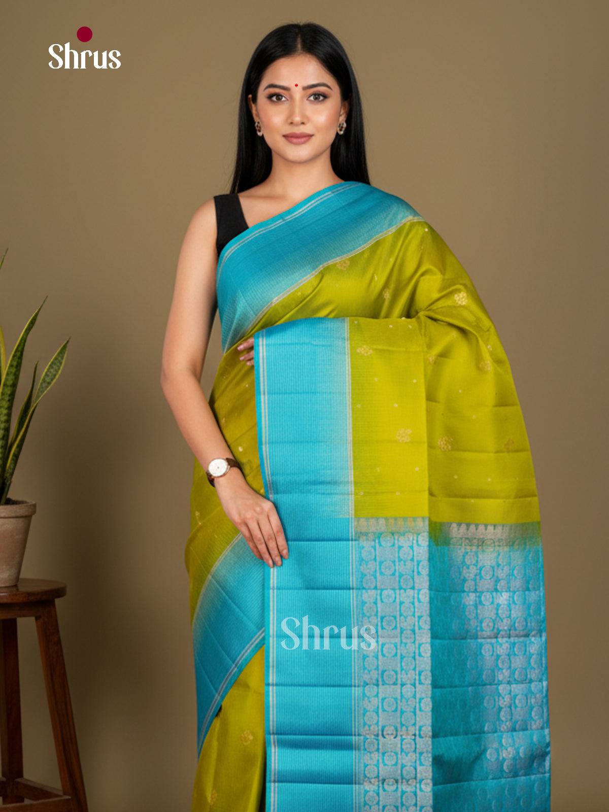 Buy Exquisite Lime Green Soft Silk Sarees with Zari Buttas, Sky Blue Border & Brocade Pallu