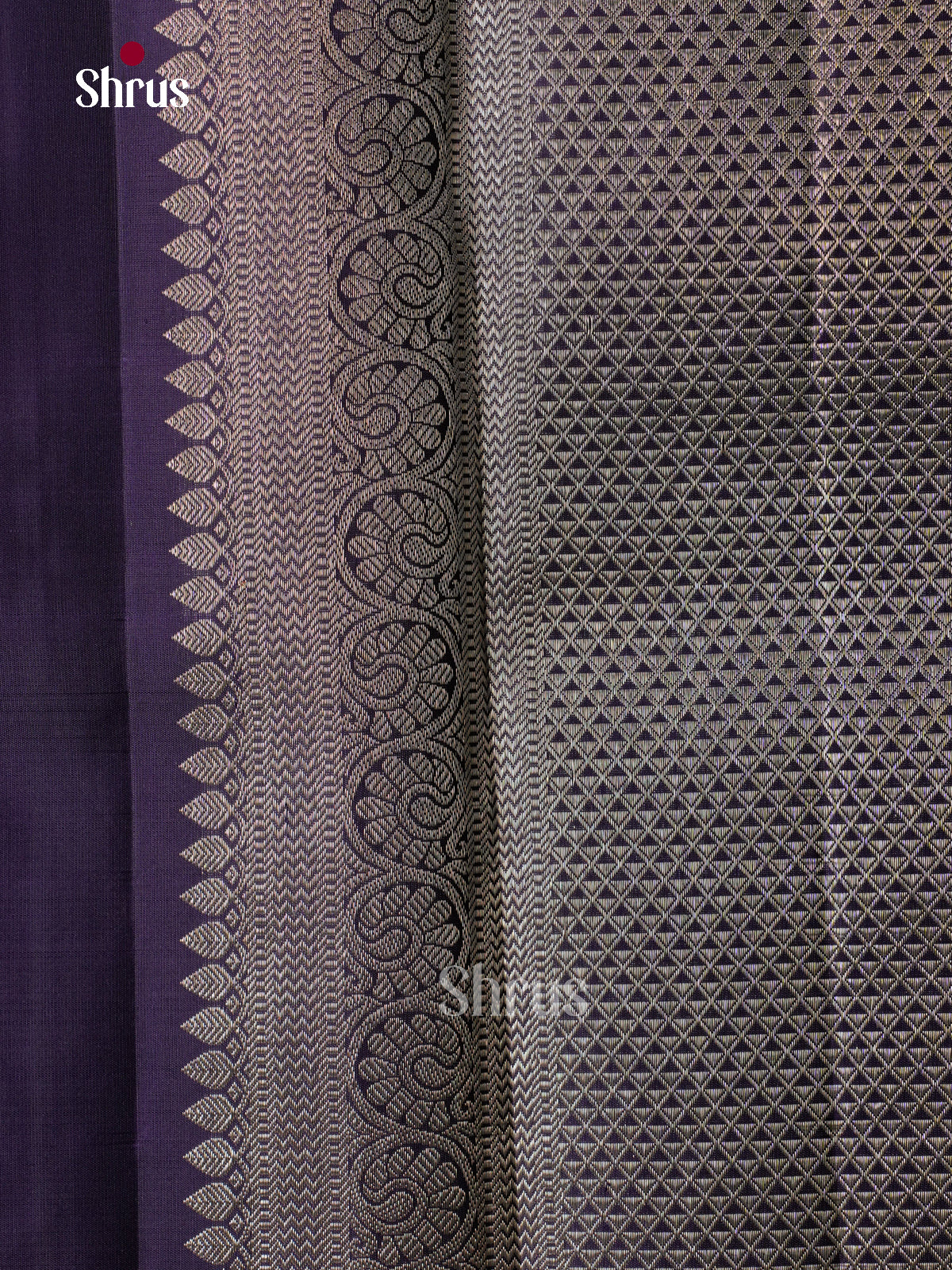 Luxurious Mustard Yellow Kanchipuram Sarees With Silver & Gold Grid Kattams, Buttas & Eggplant Zari Border