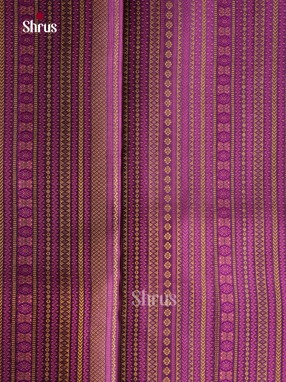 Luxurious Purple Kanchipuram Silk Sarees With Fine Zari Checks & Self Border With Geometric Bands