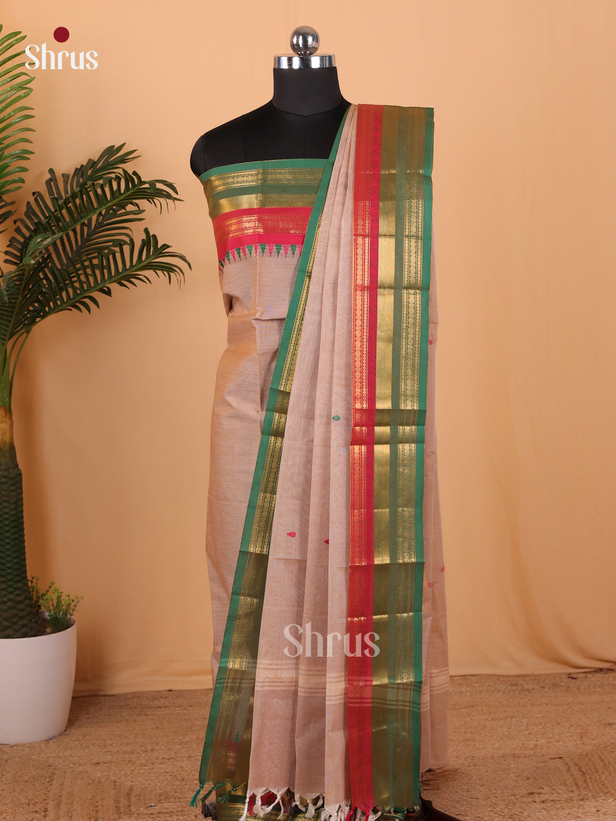 Chettinad Top & Dupatta Combo Grey & Green - MCL18002 - Shop on Shrus.com
