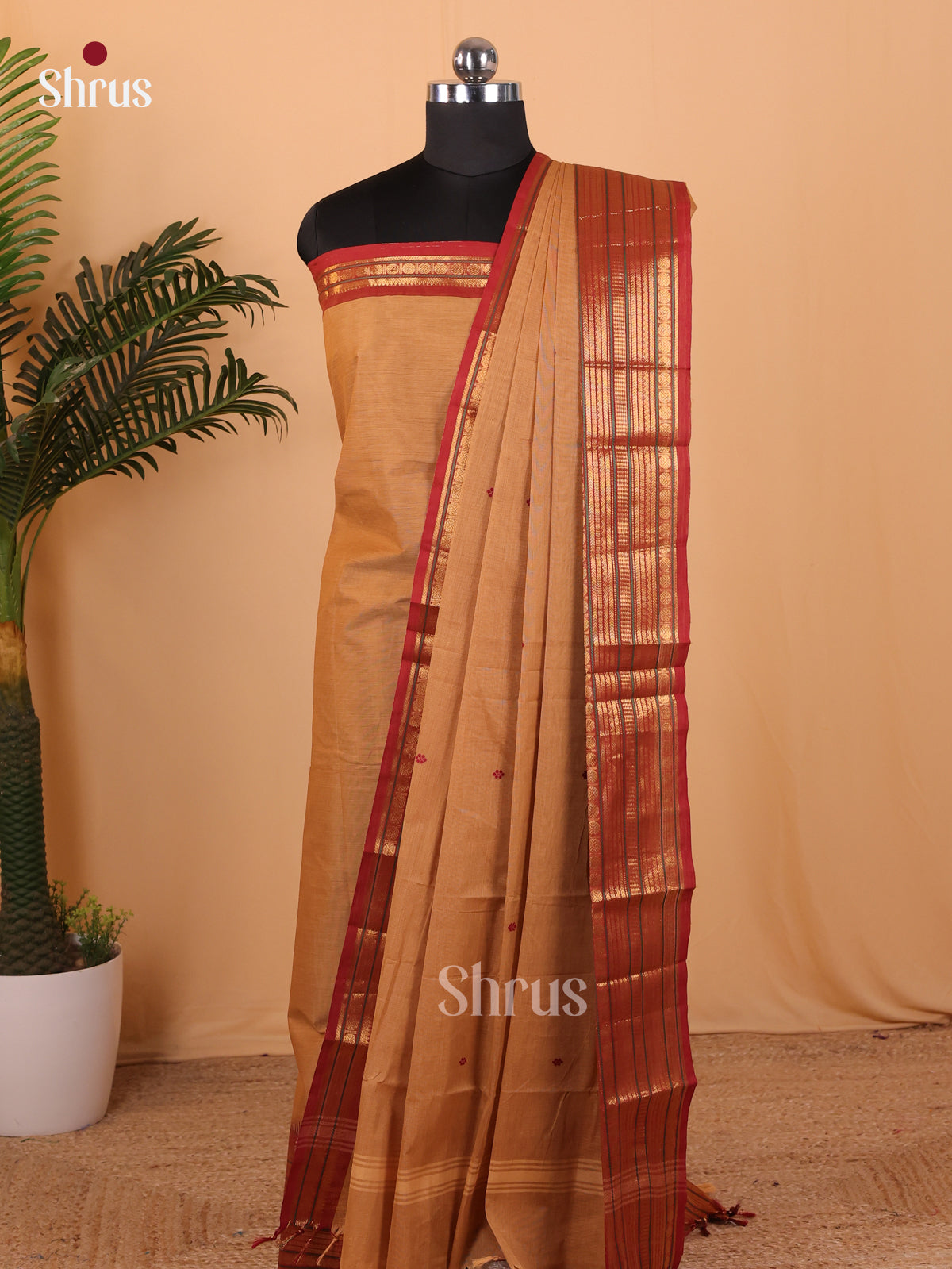 Chettinad top & Dupatta combo Brown & Maroon - MCL18023 - Shop on Shrus.com
