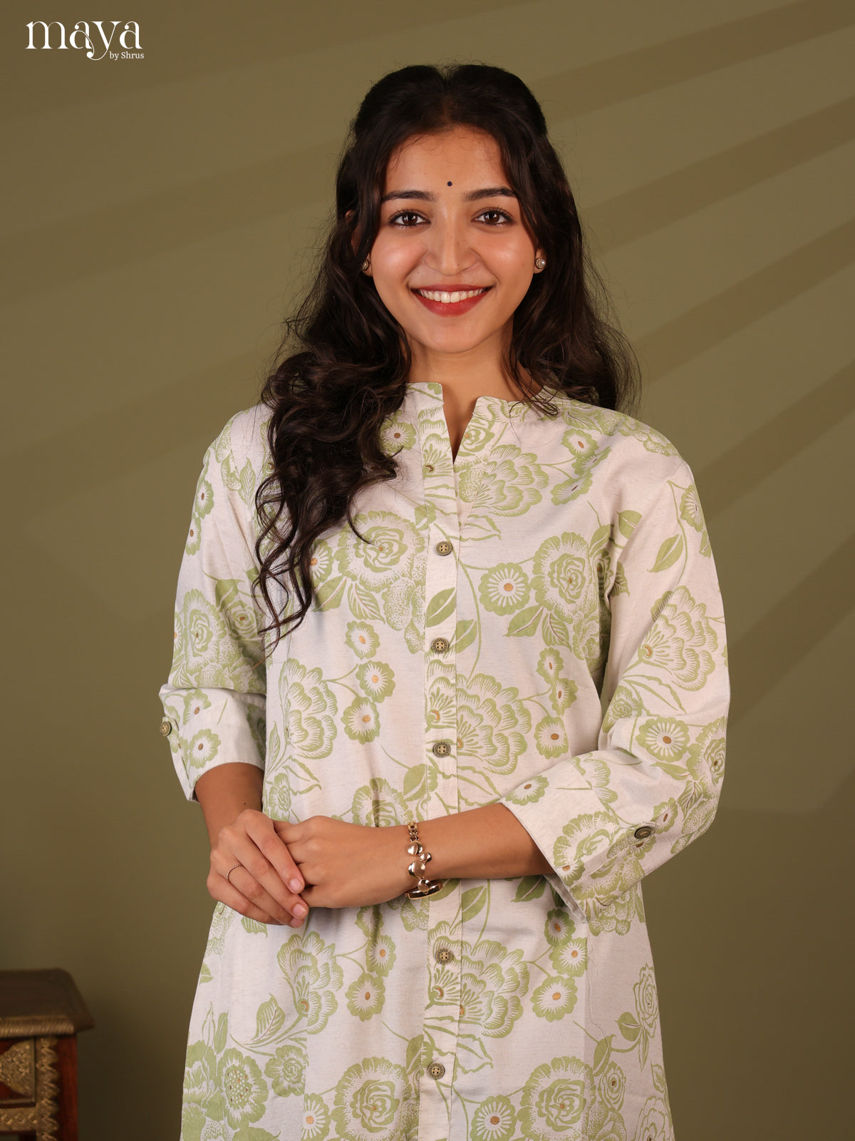 Floral Printed White Cotton Kurti - Shop on Shrus.com