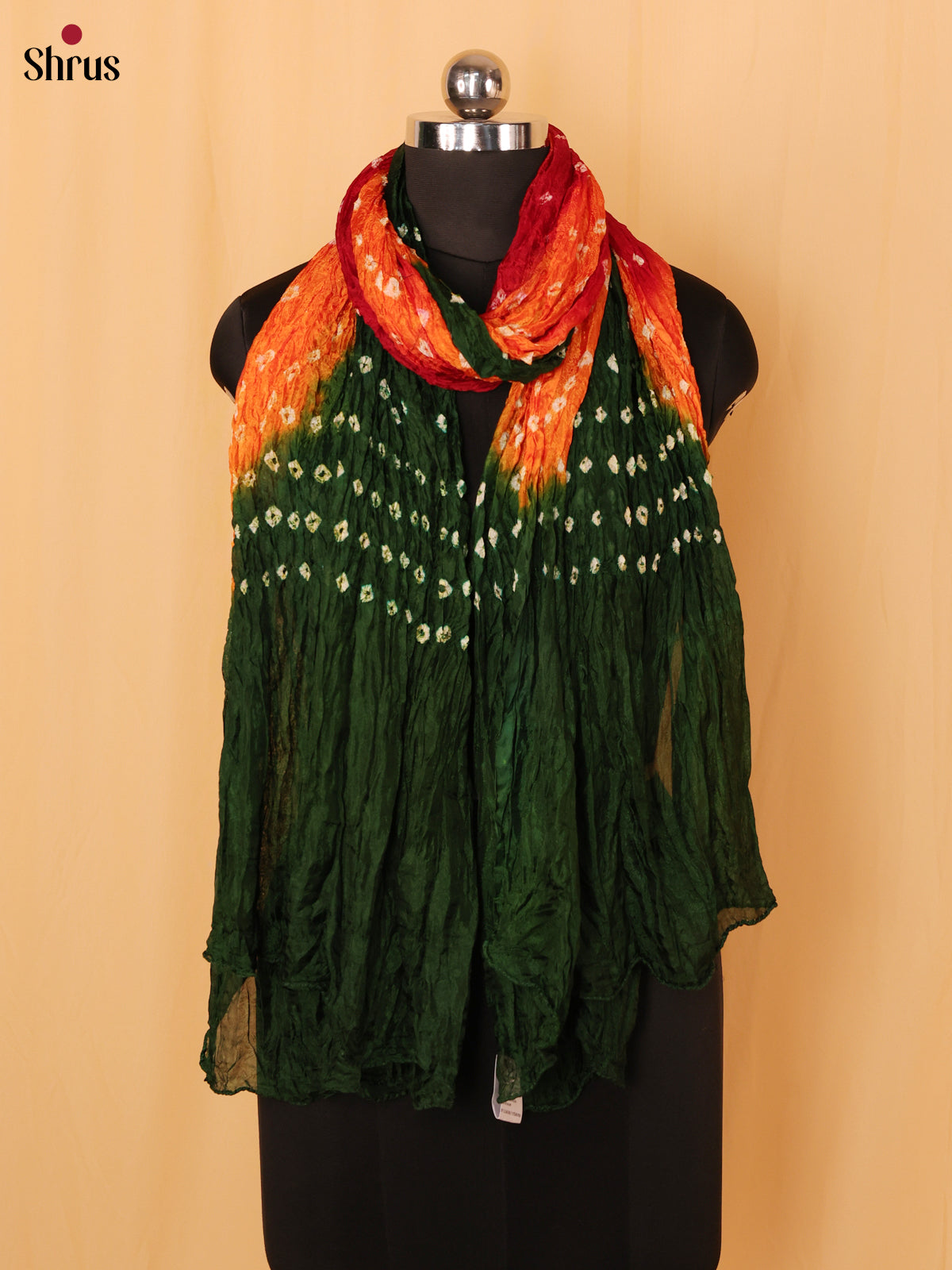 Green With Orange Badhani Synthetic Dupatta - Shop on Shrus.com