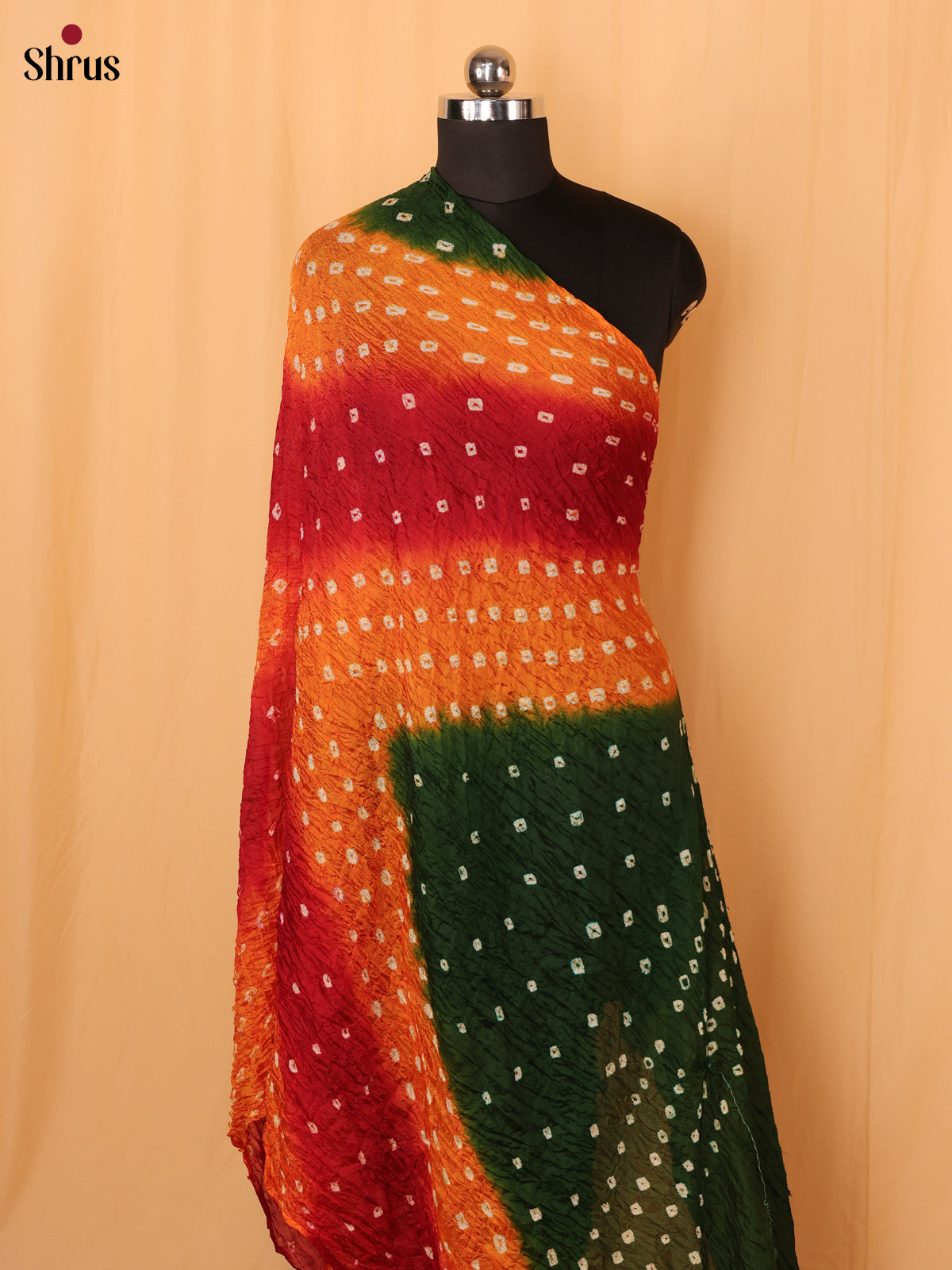 Green With Orange Badhani Synthetic Dupatta - Shop on Shrus.com