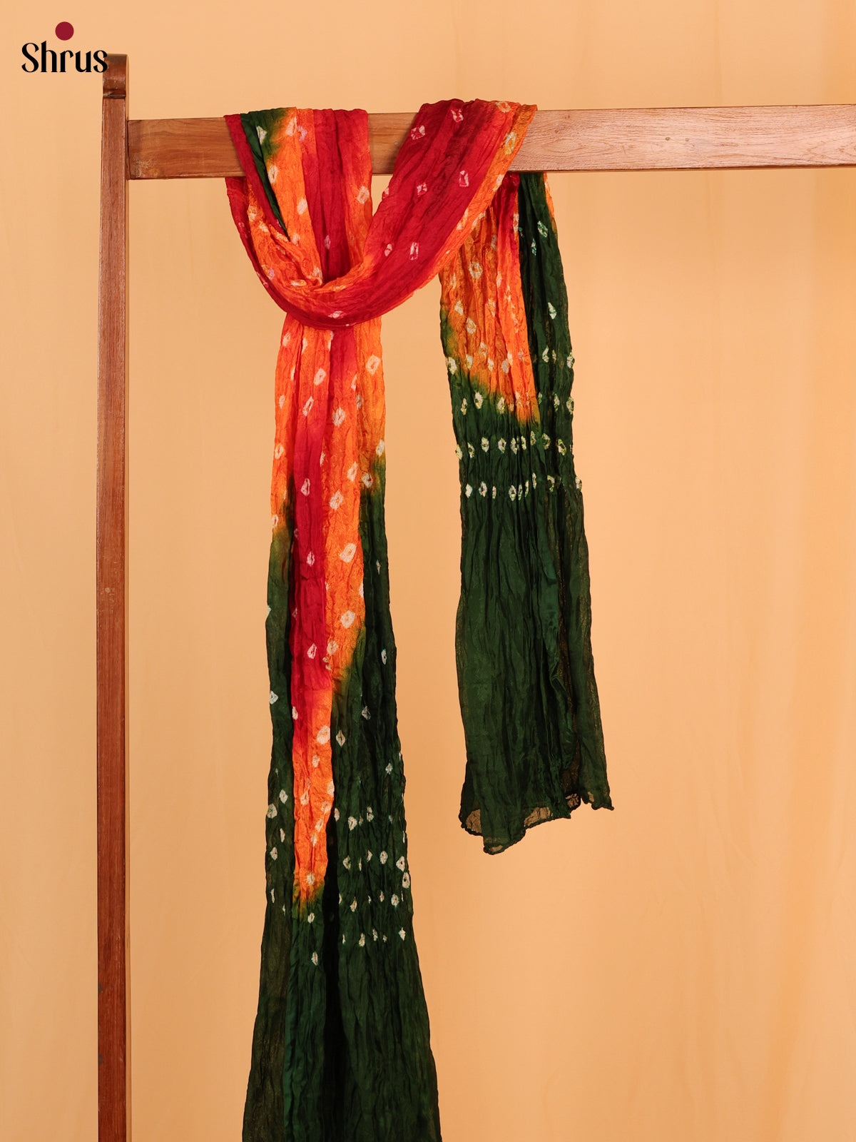 Green With Orange Badhani Synthetic Dupatta - Shop on Shrus.com