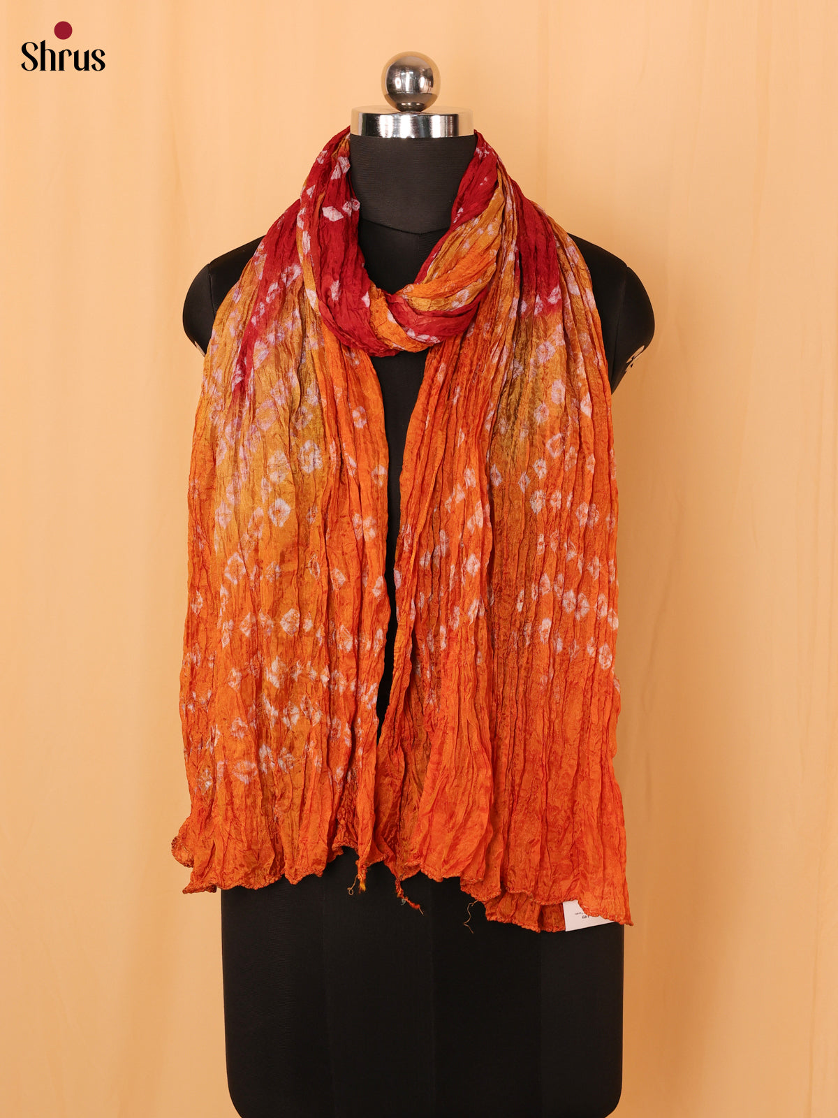 Orange Bandhani Synthetic Dupatta - Shop on Shrus.com