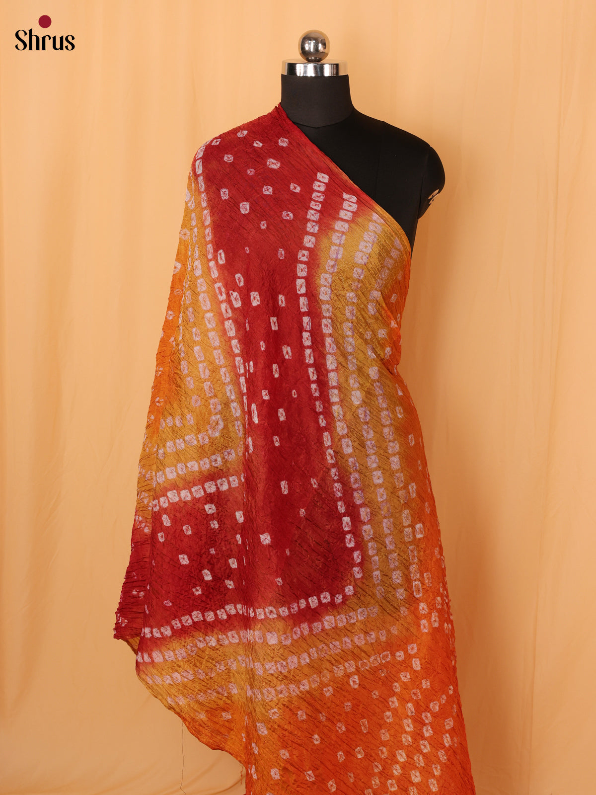 Orange Bandhani Synthetic Dupatta - Shop on Shrus.com