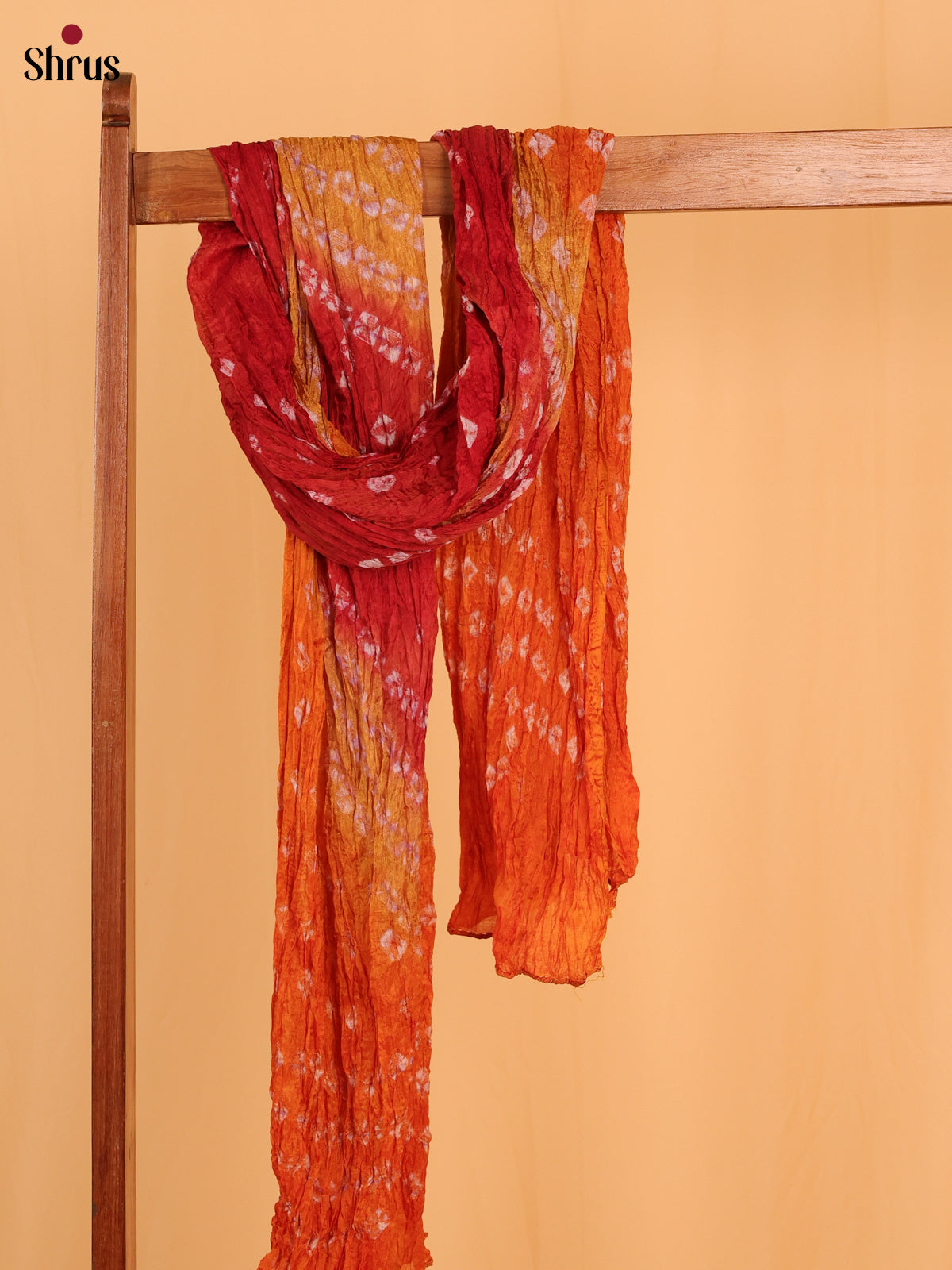 Orange Bandhani Synthetic Dupatta - Shop on Shrus.com