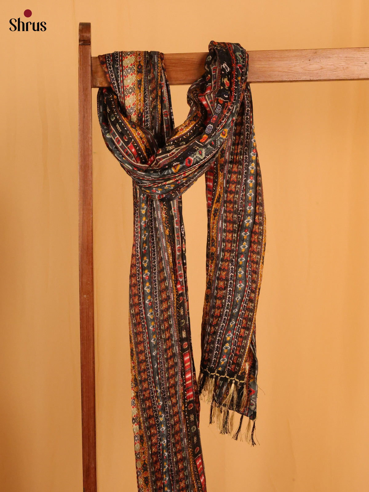 Black With Blue Geometric Cotton Mix Duptata - Shop on Shrus.com