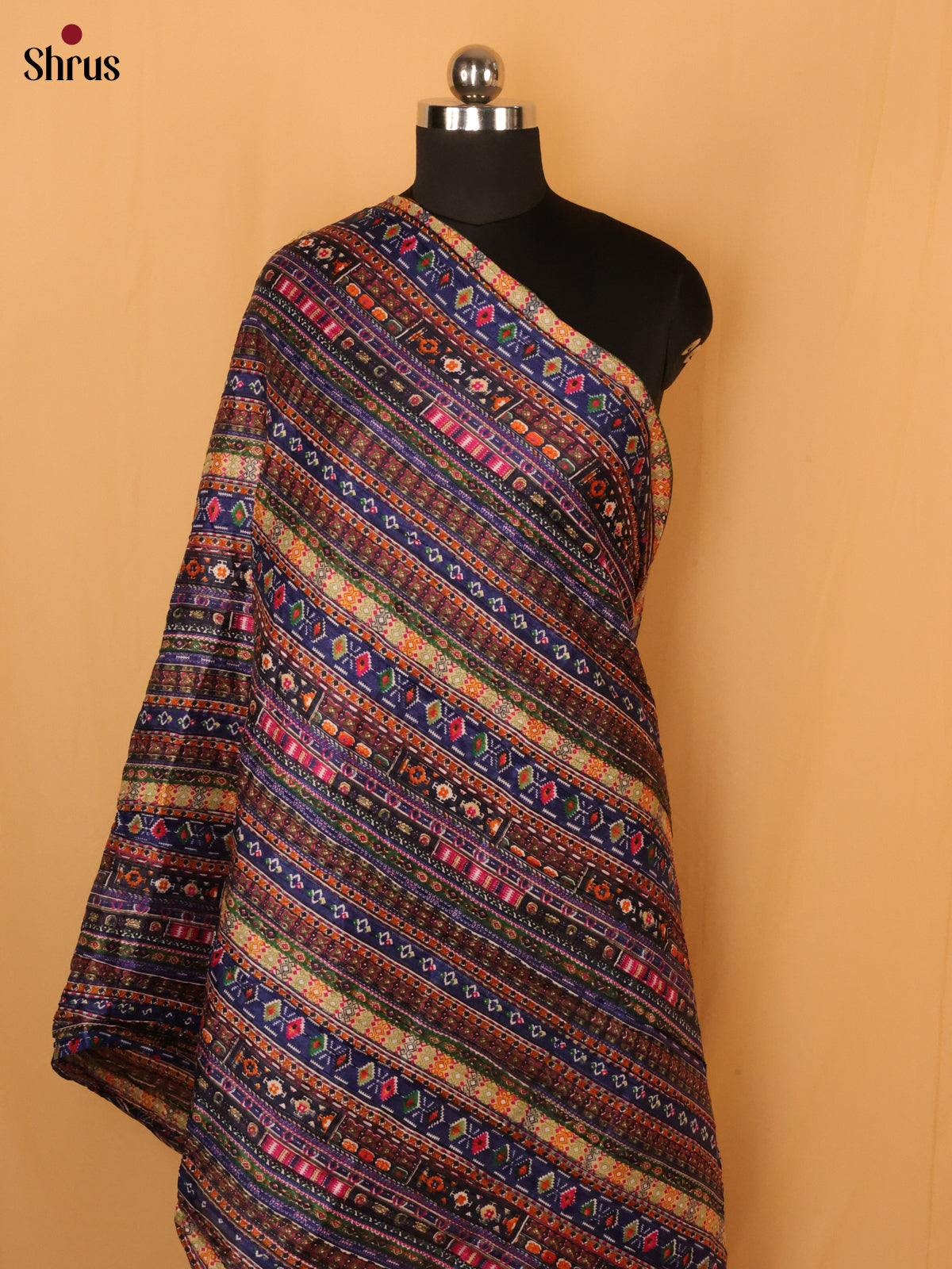 Blue Geometric Cotton Mix Dupatta - Shop on Shrus.com