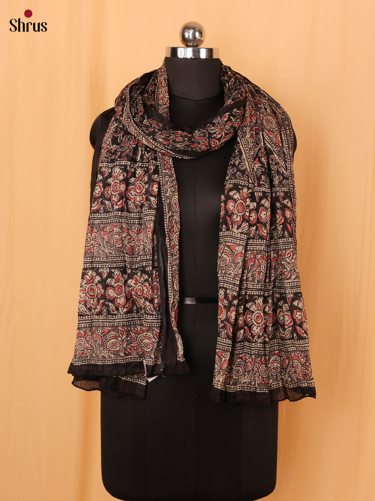 Black Ajrakh Print Cotton Dupatta - Shop on Shrus.com