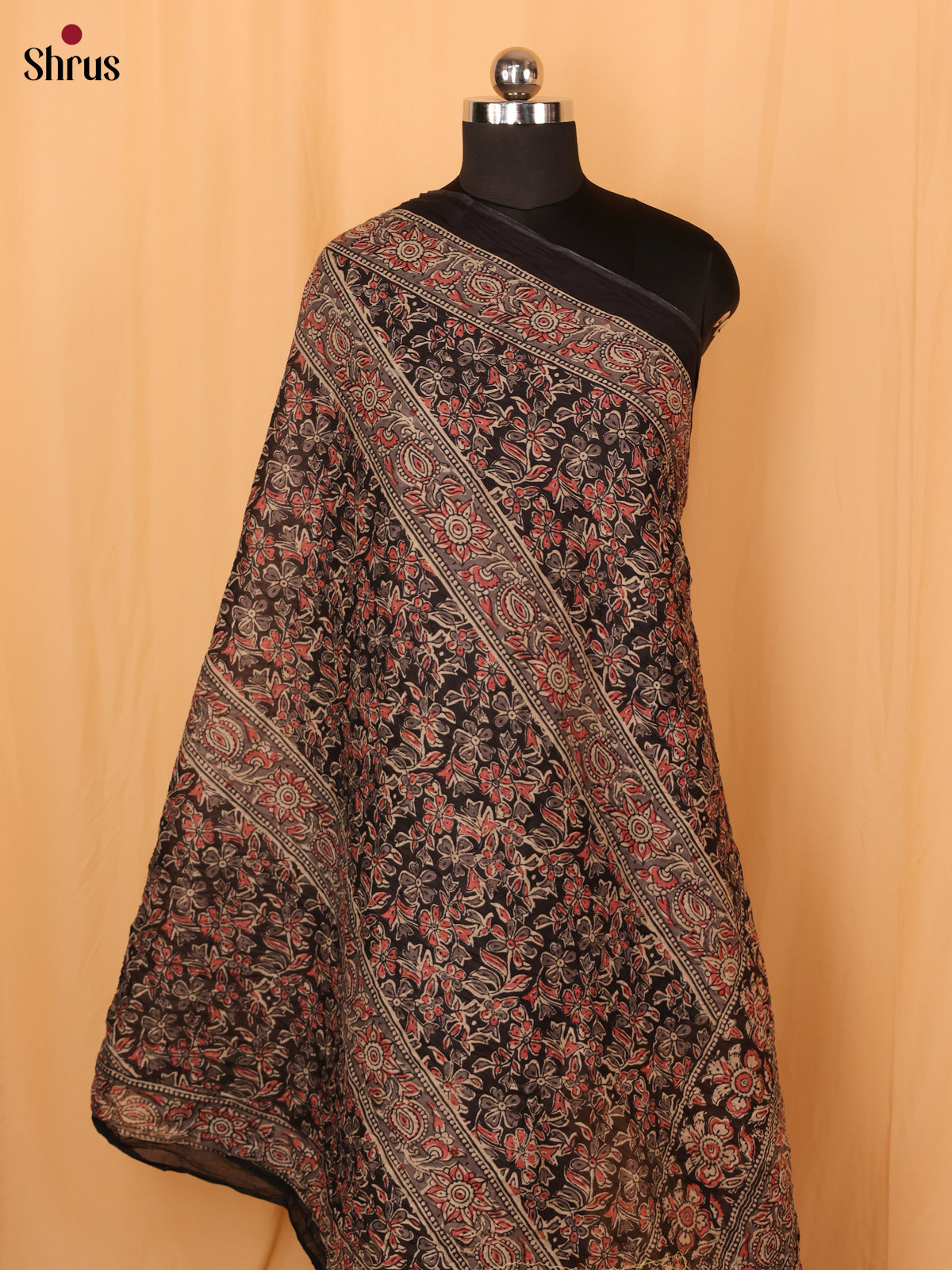 Black Ajrakh Print Cotton Dupatta - Shop on Shrus.com