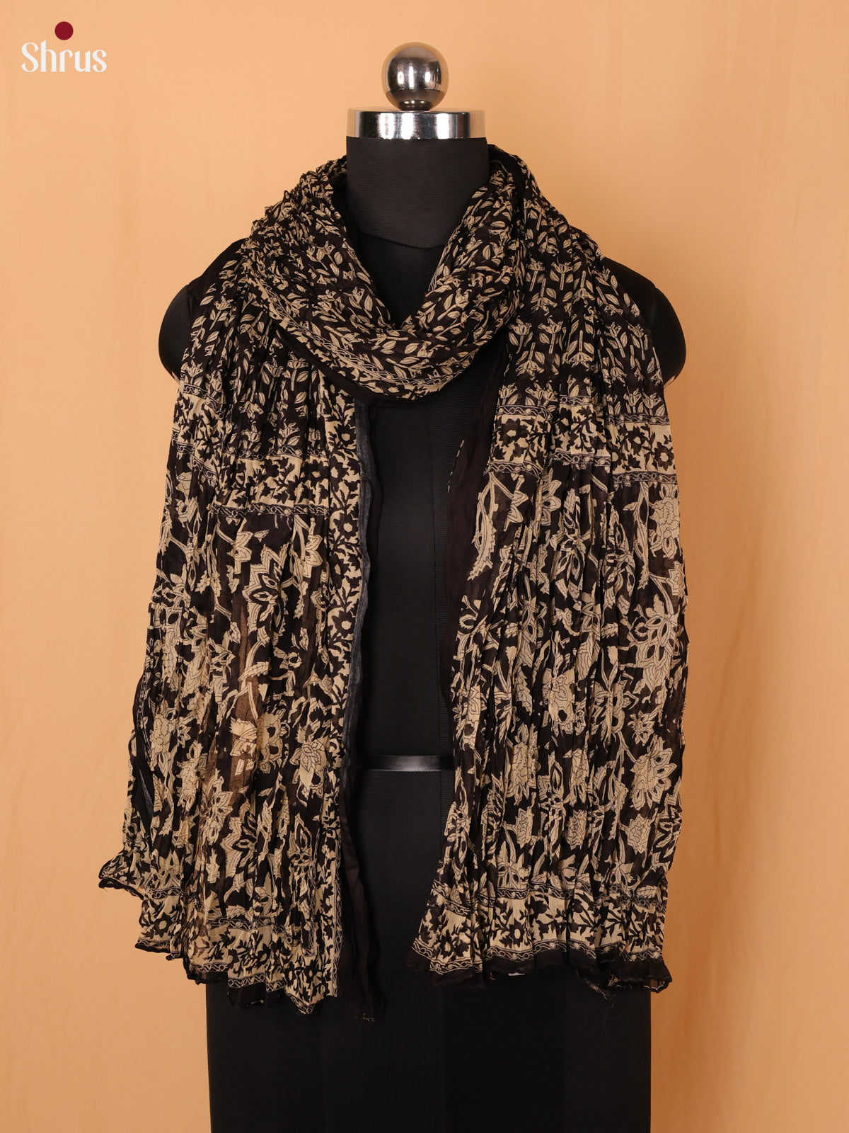 Black Floral Print Cotton Dupatta - Shop on Shrus.com
