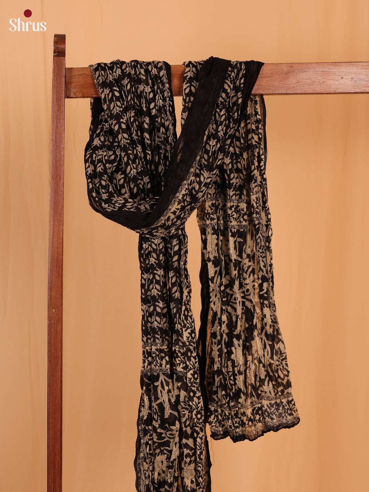 Black Floral Print Cotton Dupatta - Shop on Shrus.com