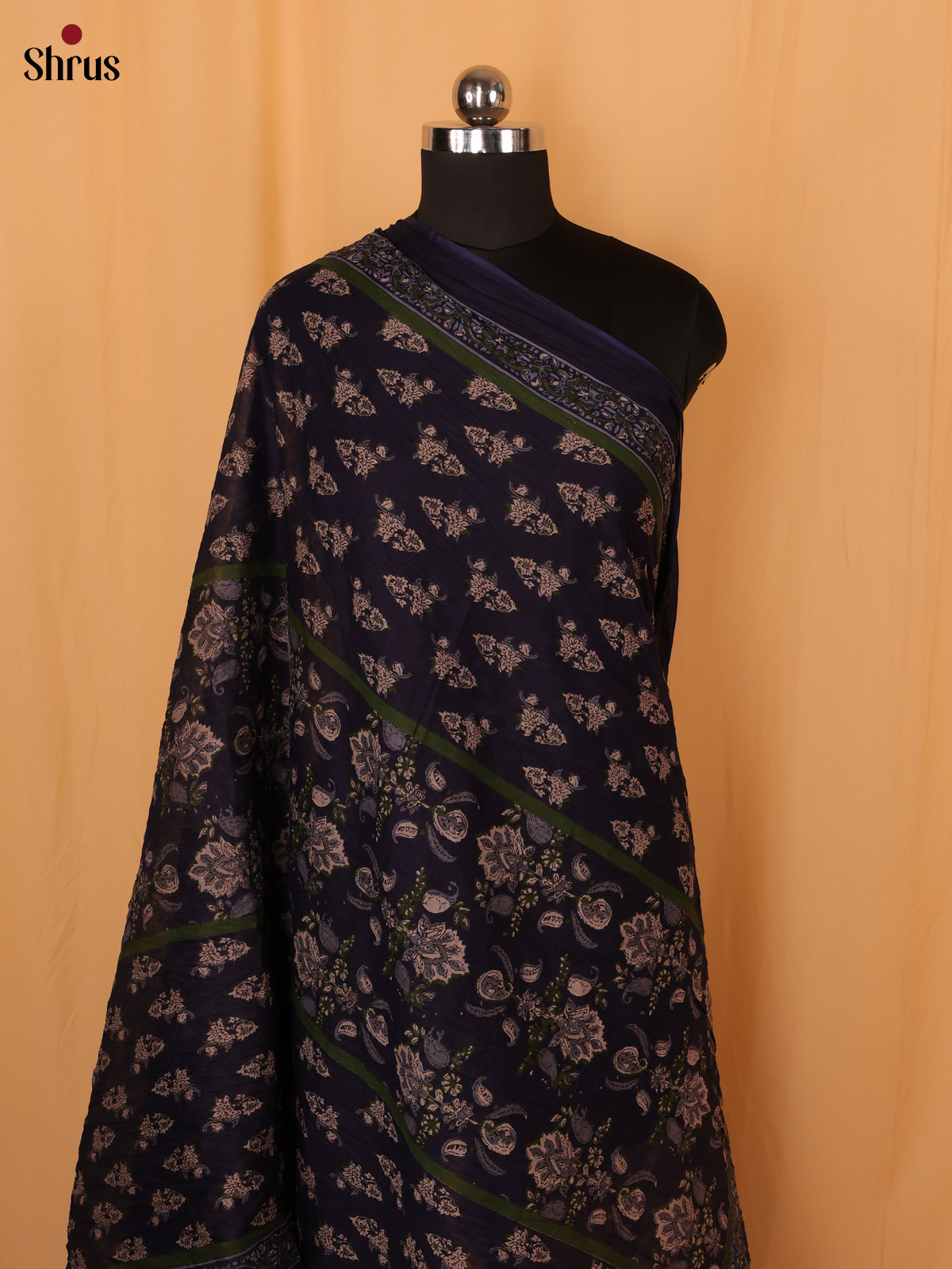 Blue Floral Print Cotton Dupatta - Shop on Shrus.com