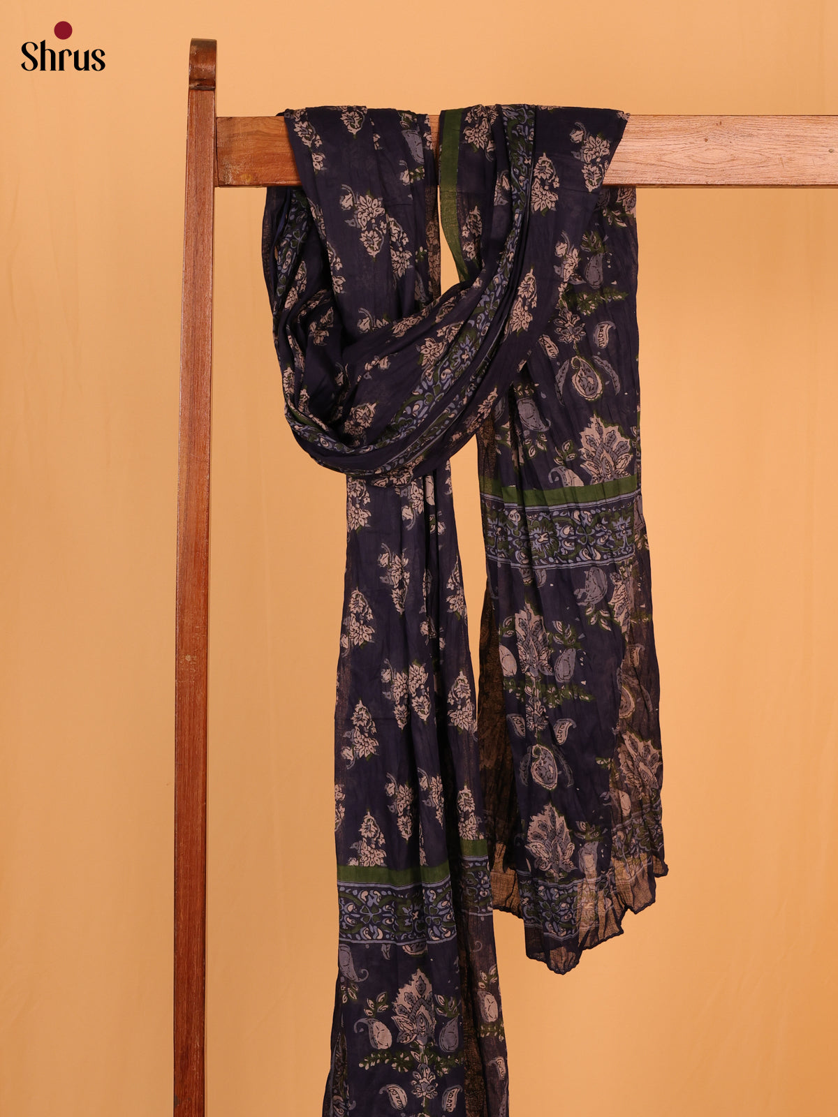 Blue Floral Print Cotton Dupatta - Shop on Shrus.com