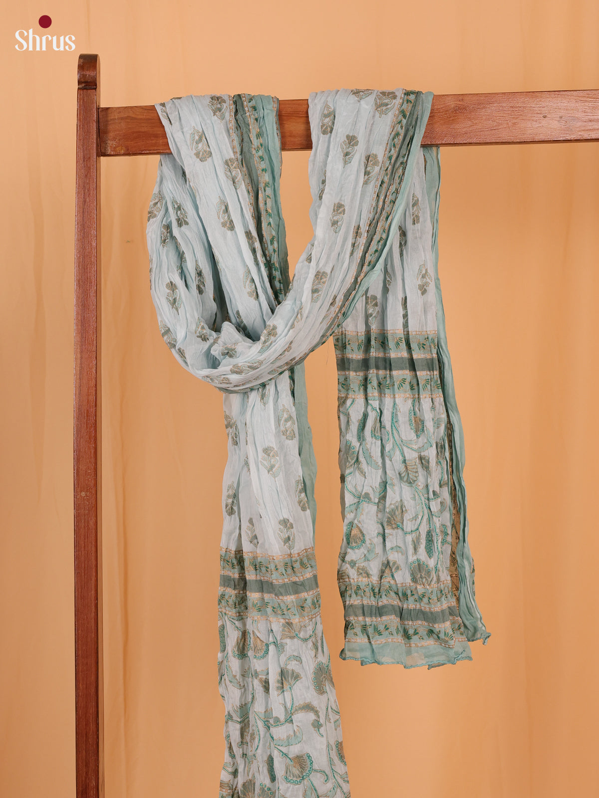 Blue Floral Print Cotton Dupatta - Shop on Shrus.com