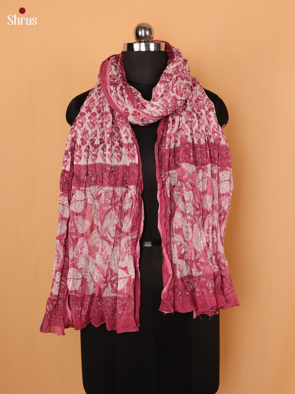 Pink Floral Print Cotton Dupatta - Shop on Shrus.com