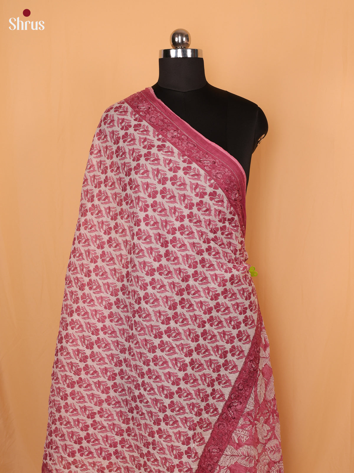 Pink Floral Print Cotton Dupatta - Shop on Shrus.com