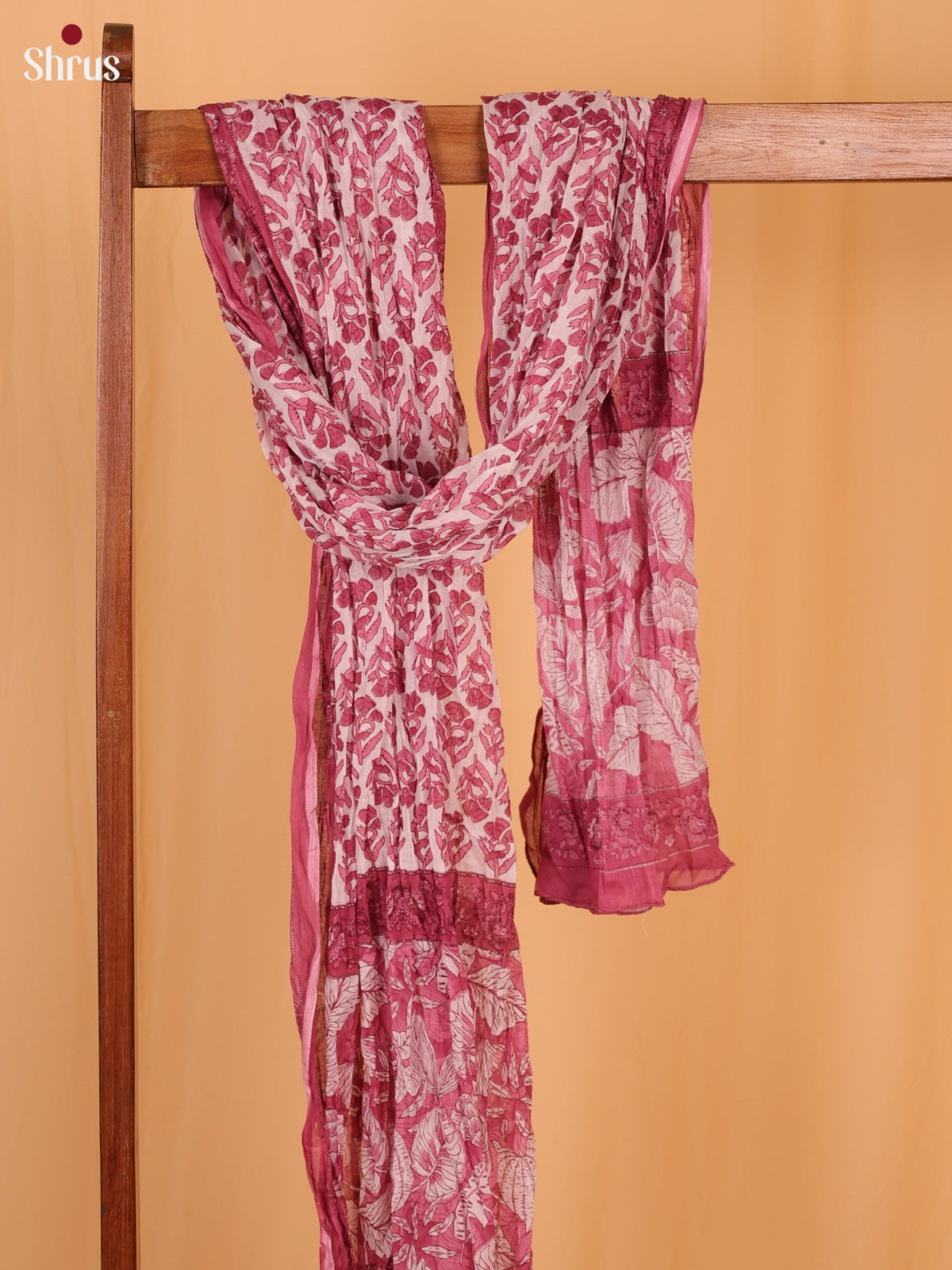 Pink Floral Print Cotton Dupatta - Shop on Shrus.com