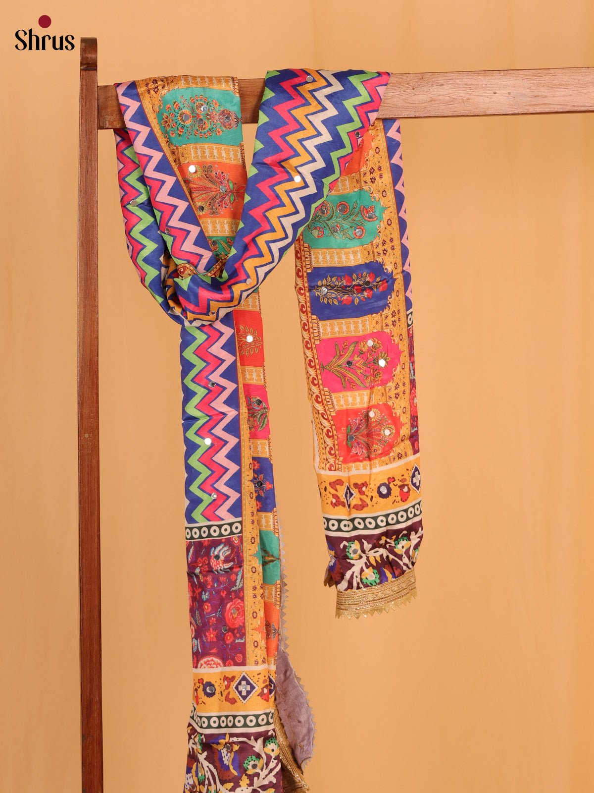 Multi Colour Floral Print Semi Dola Dupatta - Shop on Shrus.com