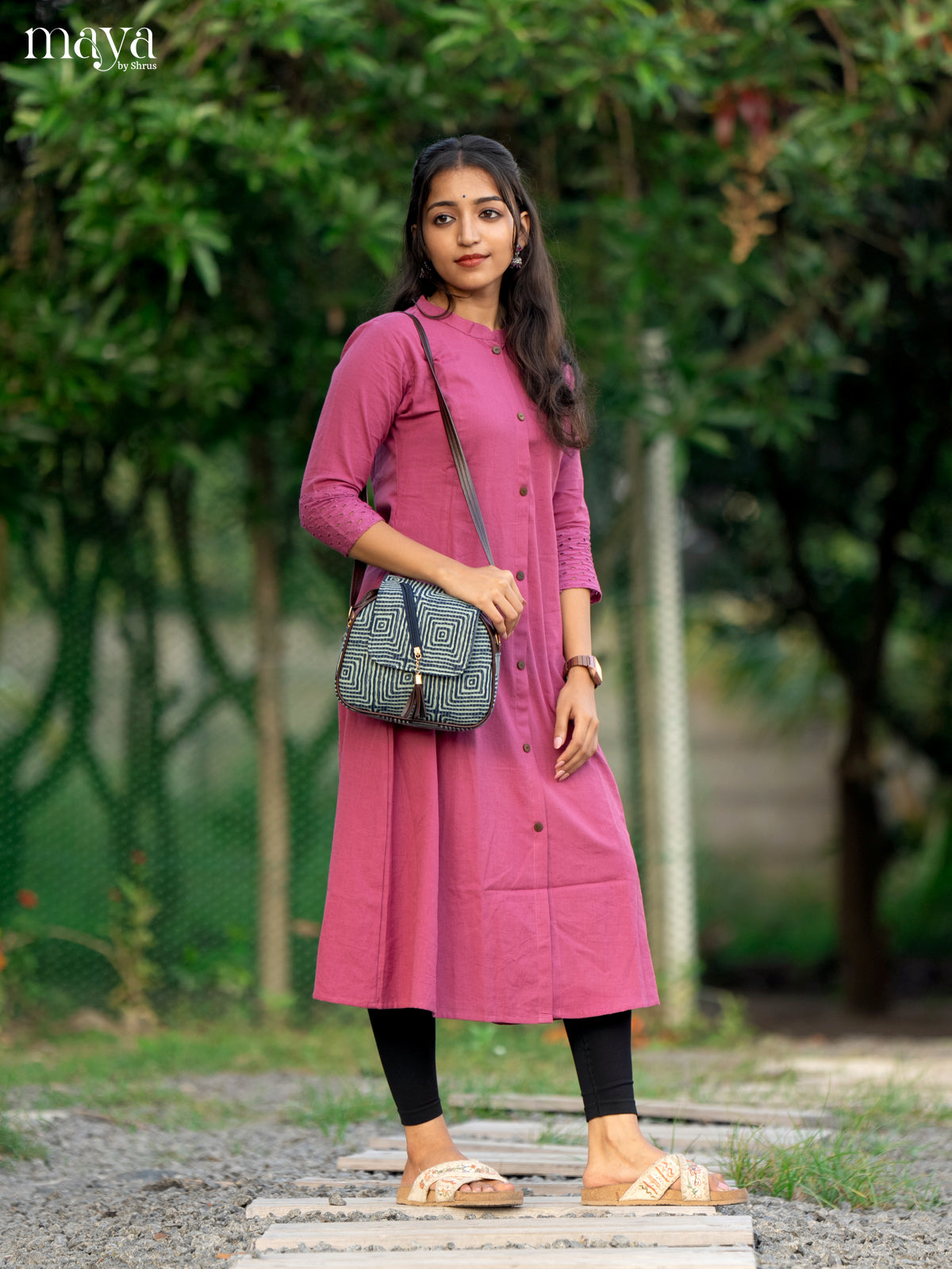 Solid Pink Cotton Kurti - Shop on Shrus.com