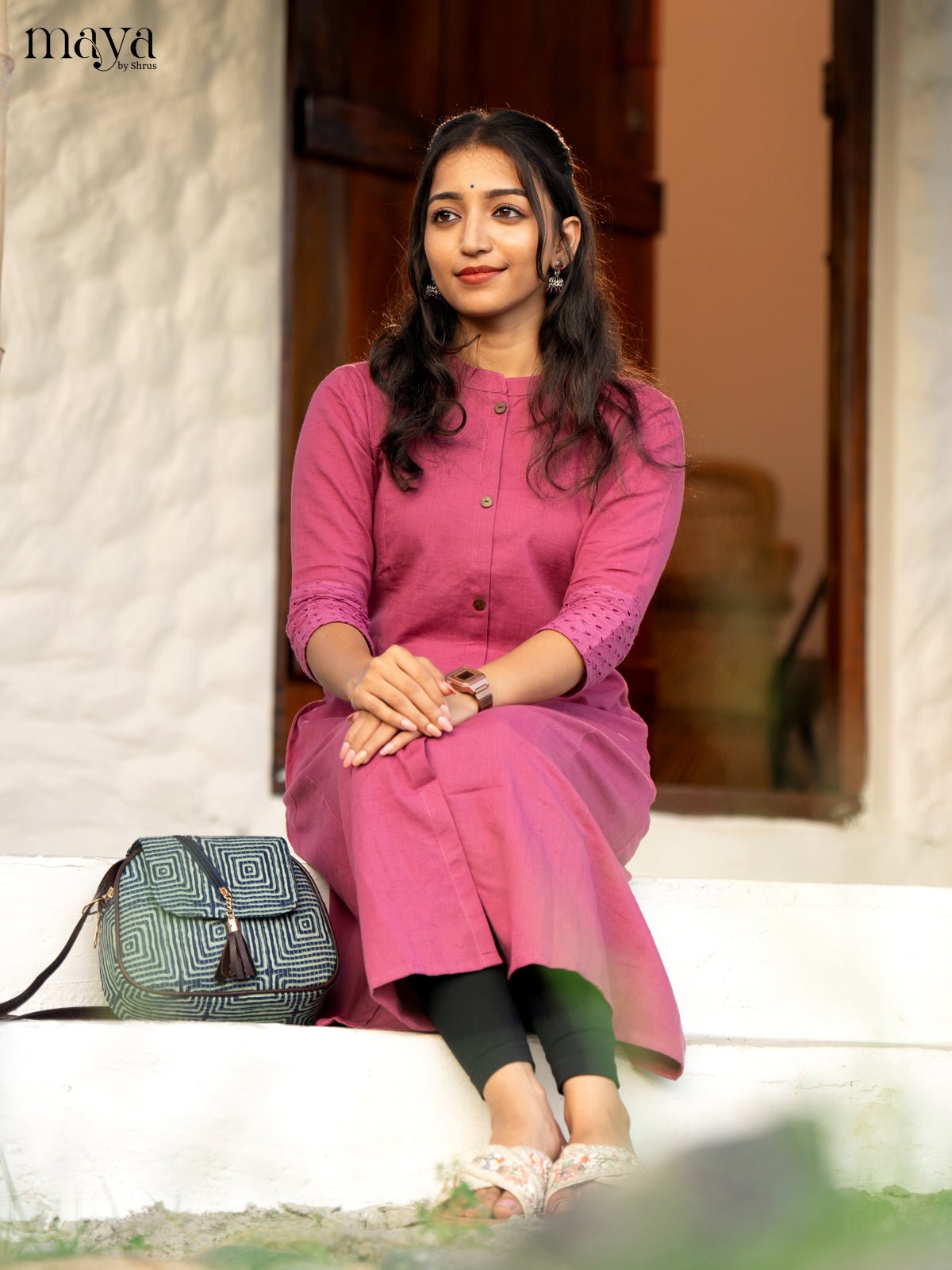 Solid Pink Cotton Kurti - Shop on Shrus.com