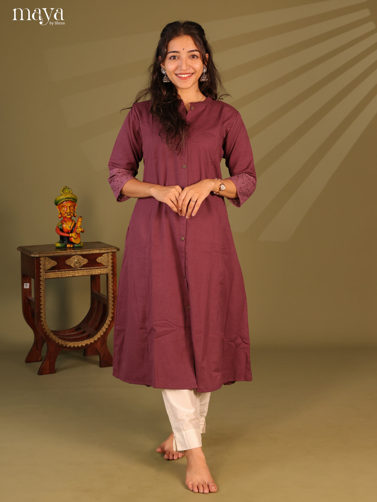 Solid Purple Cotton Kurti - Shop on Shrus.com