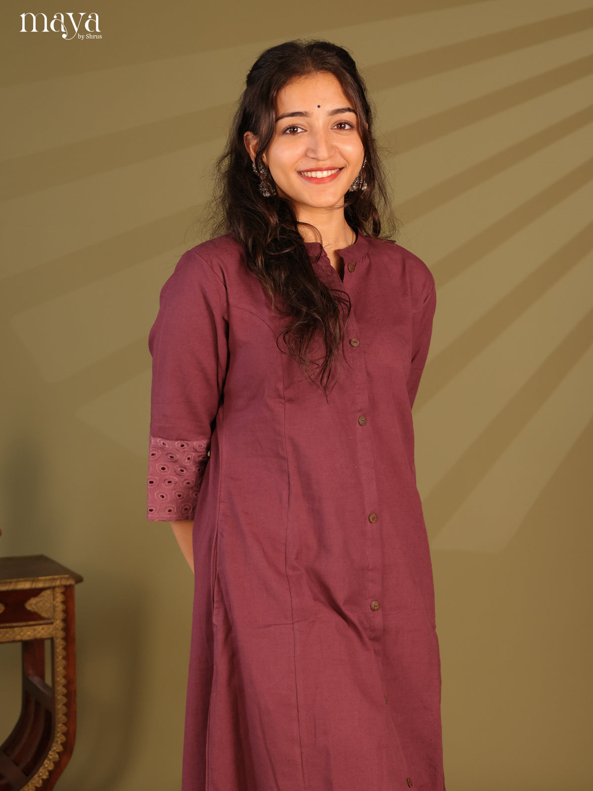 Solid Purple Cotton Kurti - Shop on Shrus.com