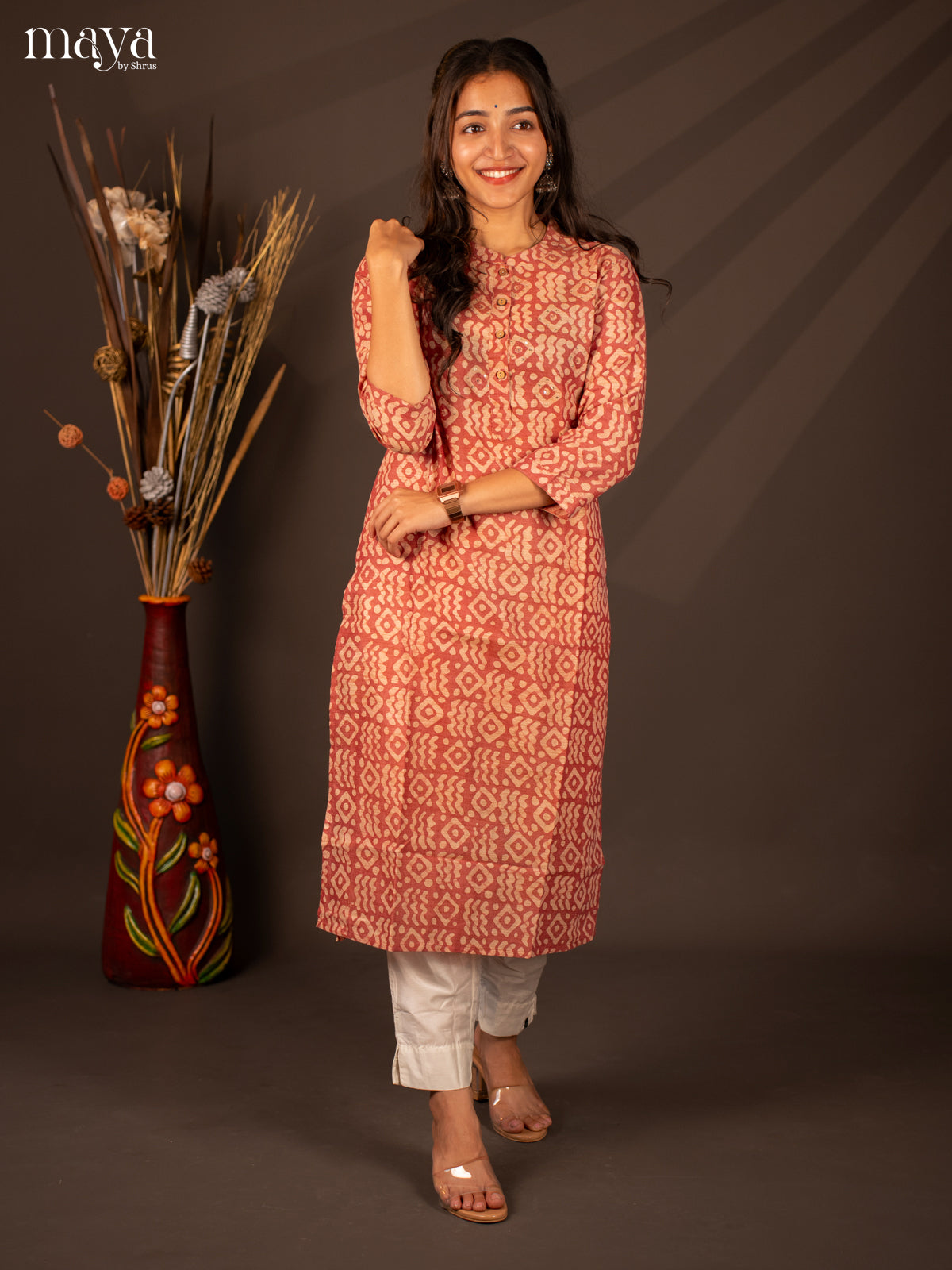 Pink Bhatik Print Cotton Kurti - Shop on Shrus.com