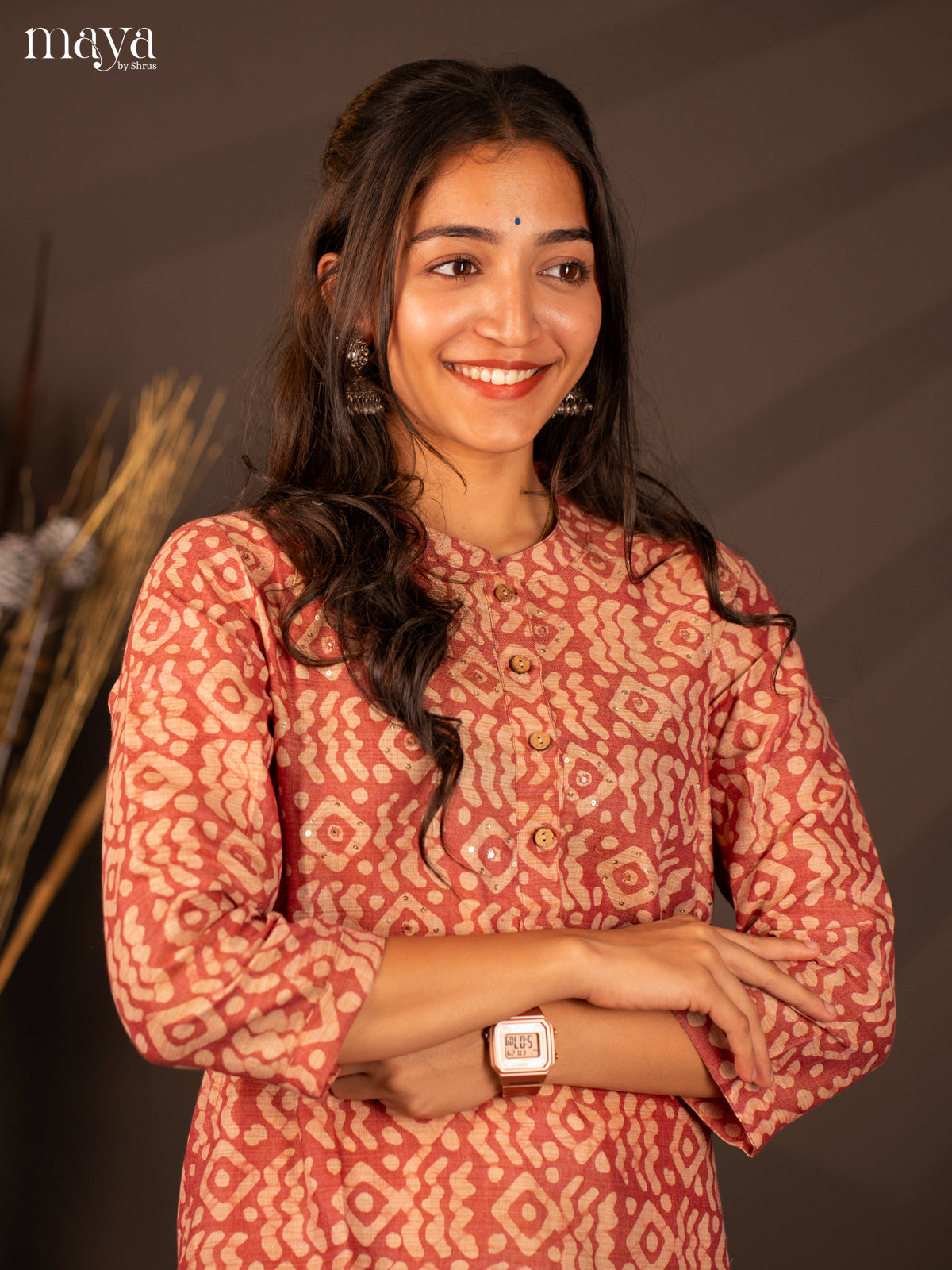 Pink Bhatik Print Cotton Kurti - Shop on Shrus.com