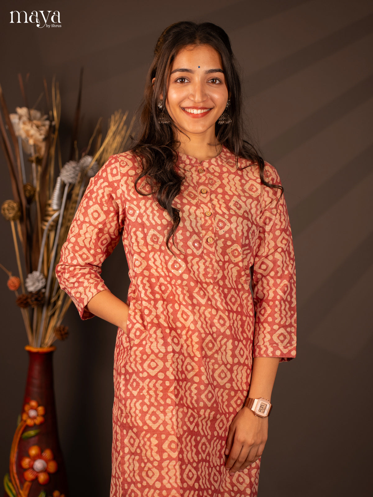 Pink Bhatik Print Cotton Kurti - Shop on Shrus.com