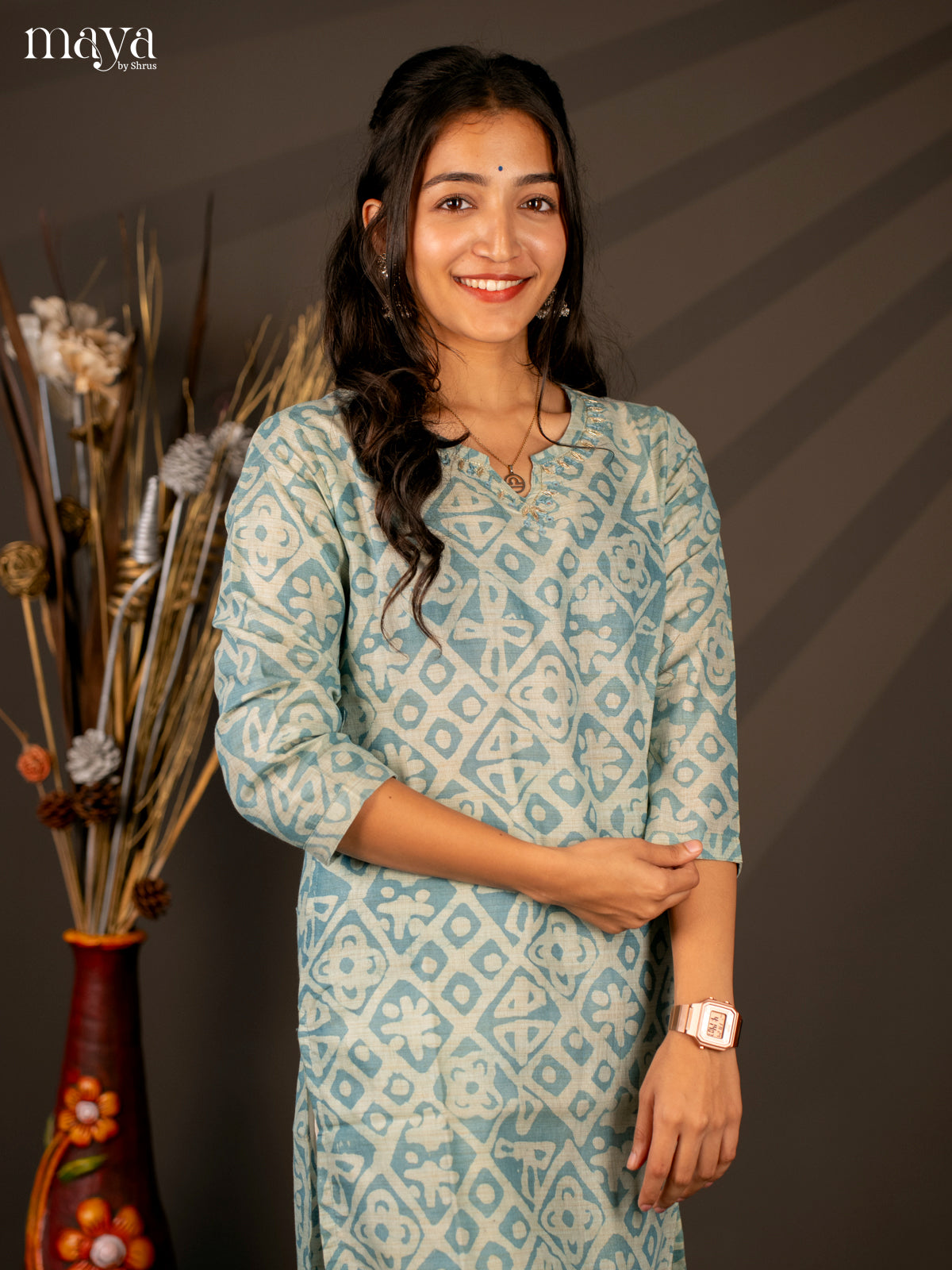 Blue Batik Printed Cotton Kutri - Shop on Shrus.com