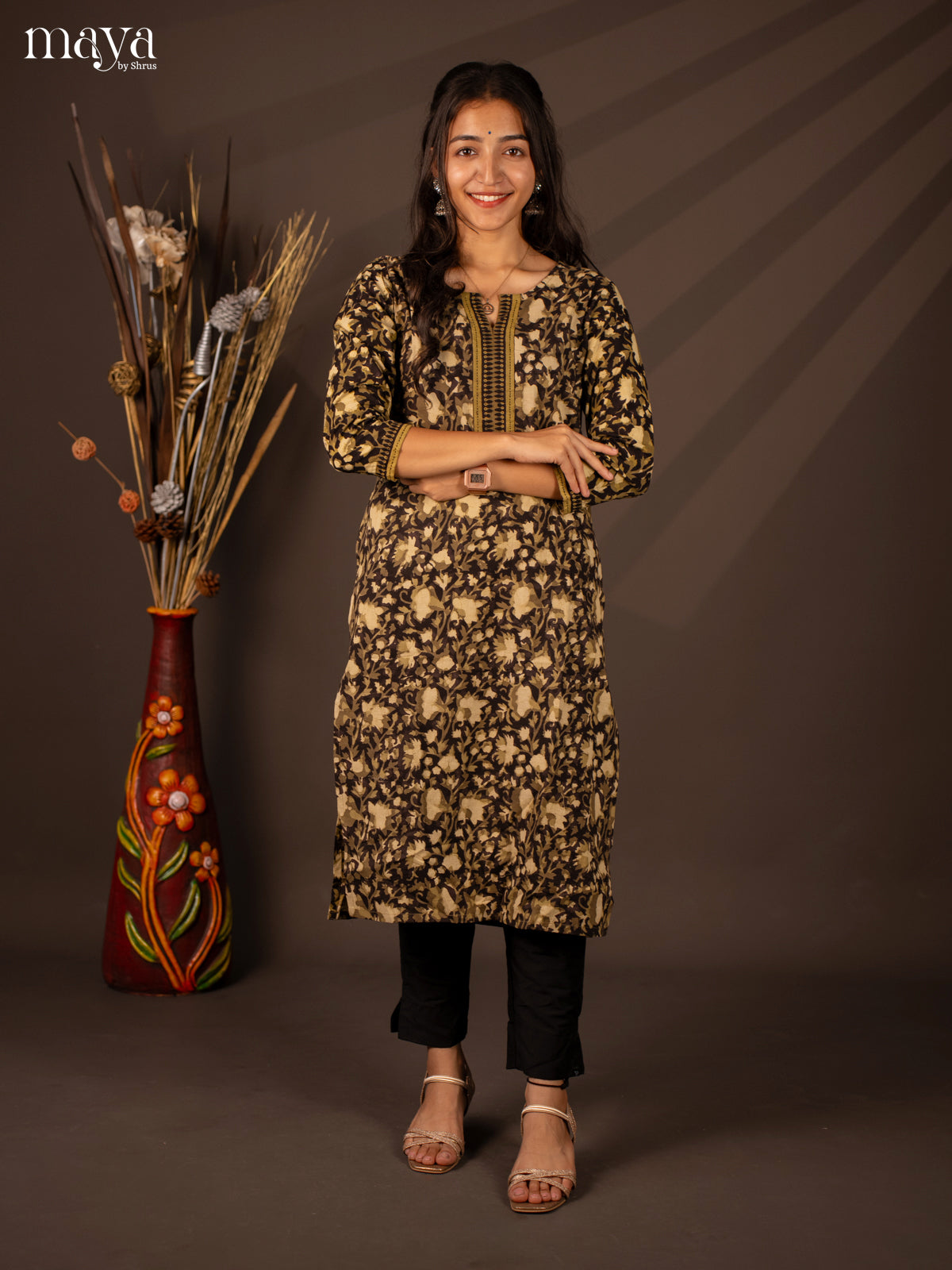 Green Floral Printed Cotton Kurti - Shop on Shrus.com