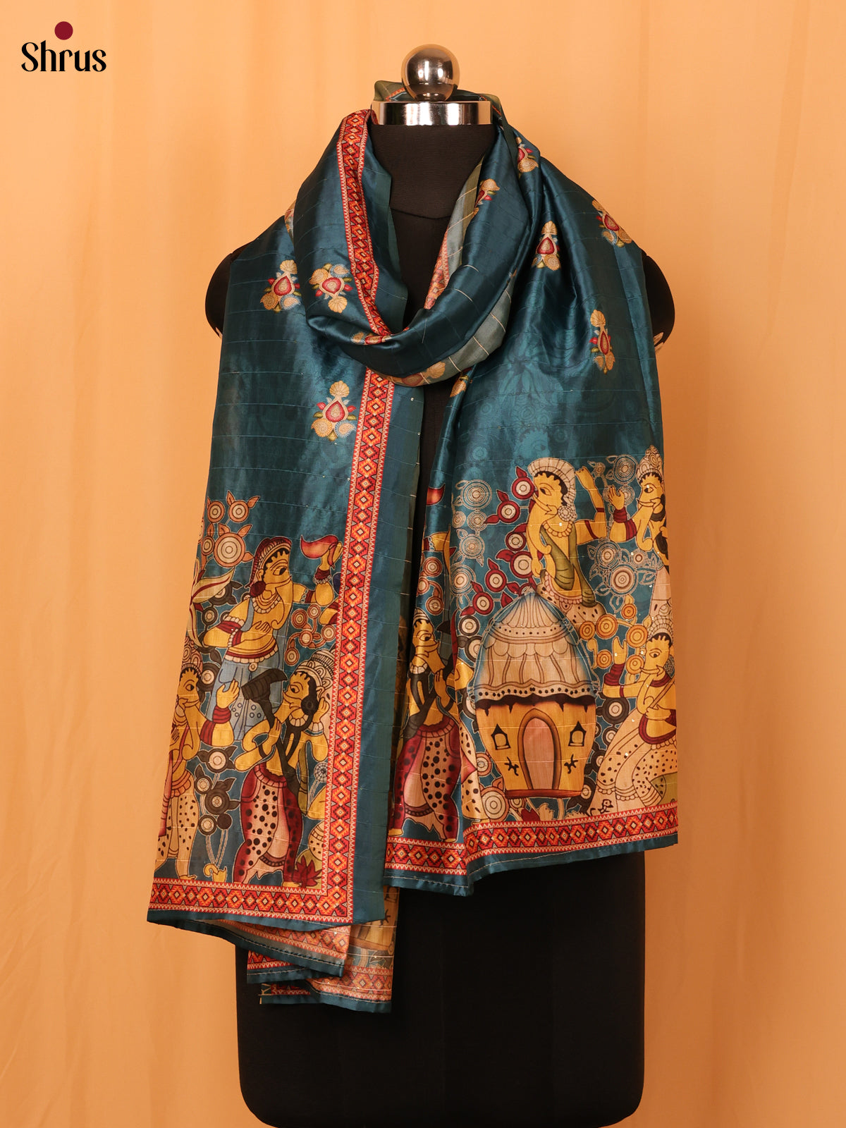 Blue Digitial Print Semi Silk Dupatta - MCL28081 - Shop on Shrus.com