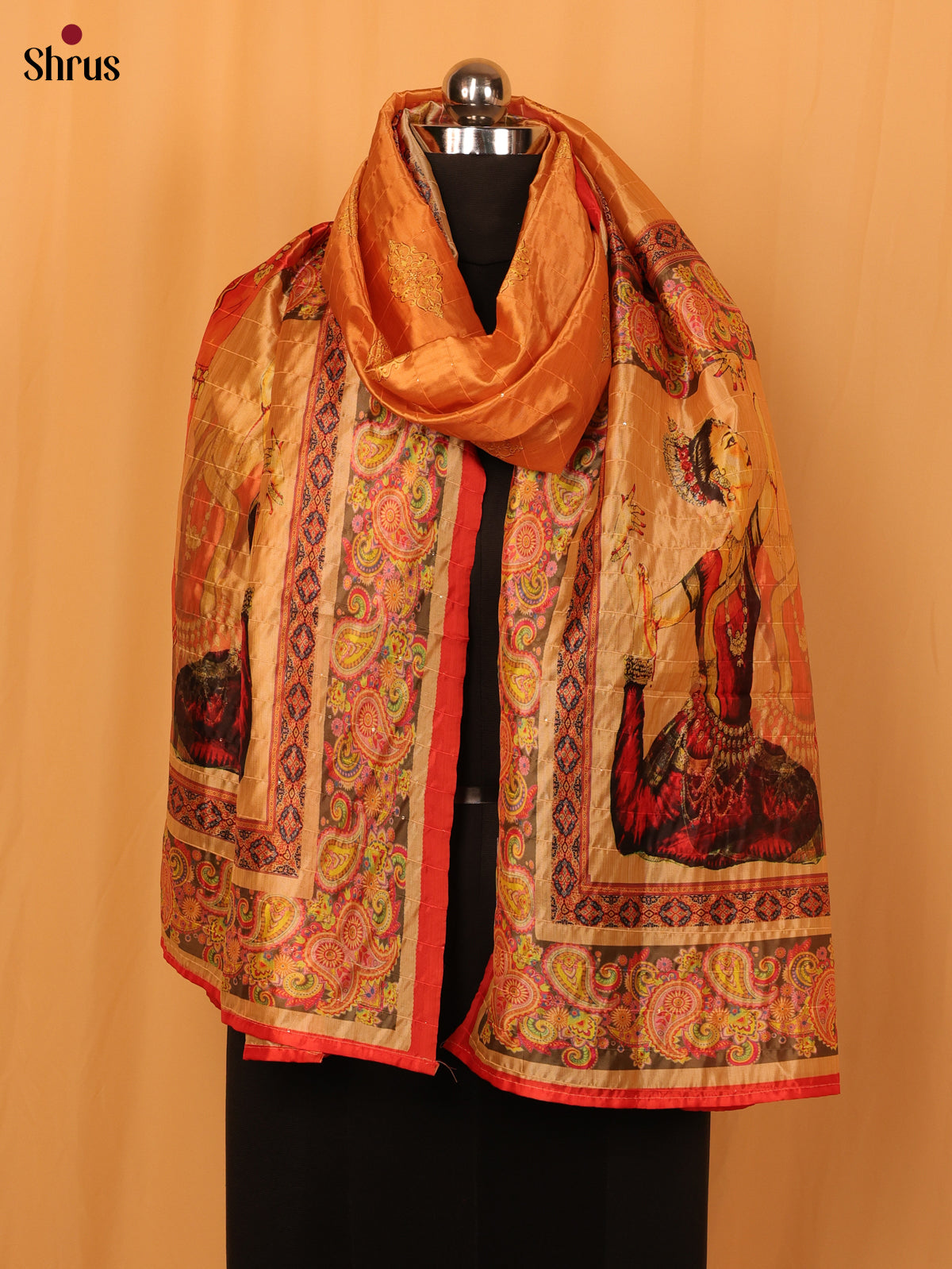 Beige Digital print Semi Silk Dupatta - MCL28094 - Shop on Shrus.com