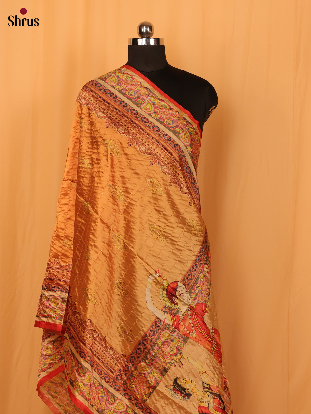 Beige Digital print Semi Silk Dupatta - MCL28094 - Shop on Shrus.com