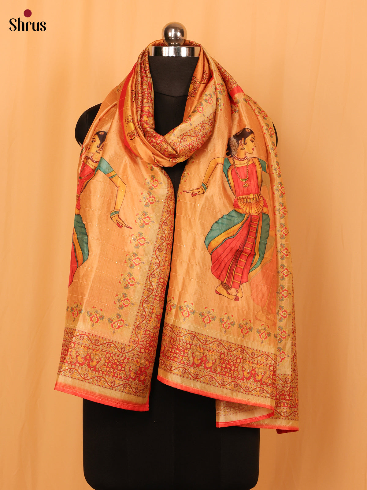 Beige Digital print Semi Silk Dupatta - MCL28095 - Shop on Shrus.com