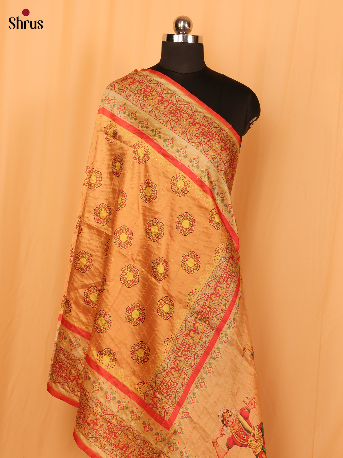 Beige Digital print Semi Silk Dupatta - MCL28095 - Shop on Shrus.com