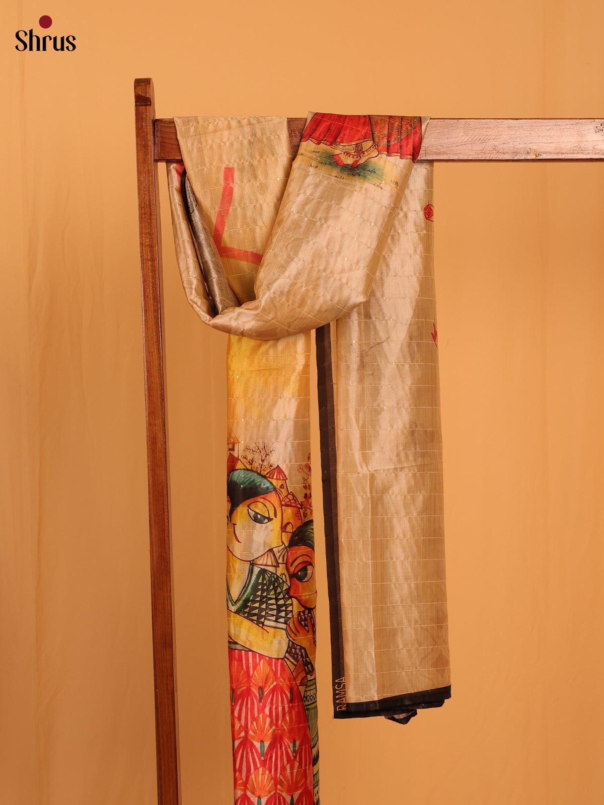 Cream Digital Print Semi Silk Dupatta - MCL28100 - Shop on Shrus.com