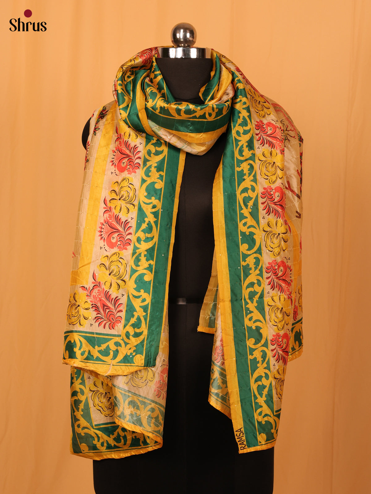 Cream Digital Print Semi Silk Dupatta - MCL28102 - Shop on Shrus.com