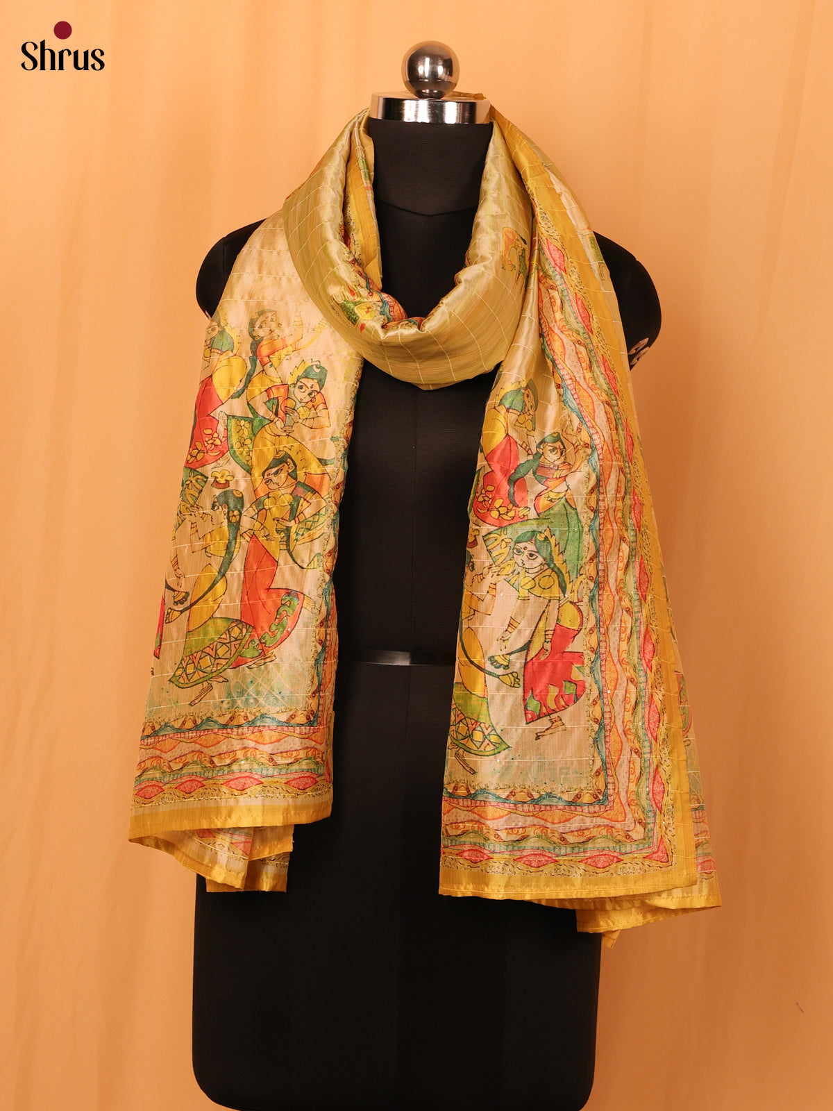 Multi colour Digital Print Semi Silk Dupatta - Shop on Shrus.com
