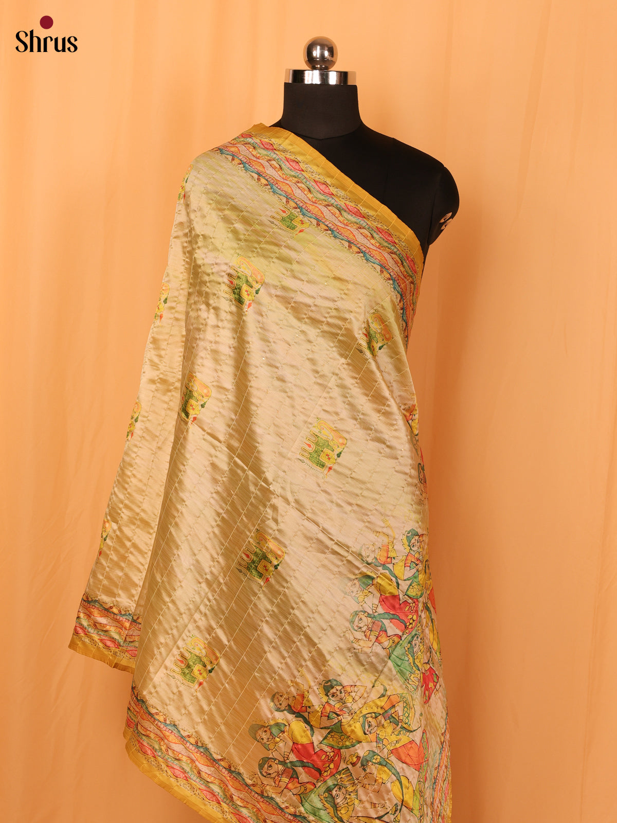 Multi colour Digital Print Semi Silk Dupatta - Shop on Shrus.com