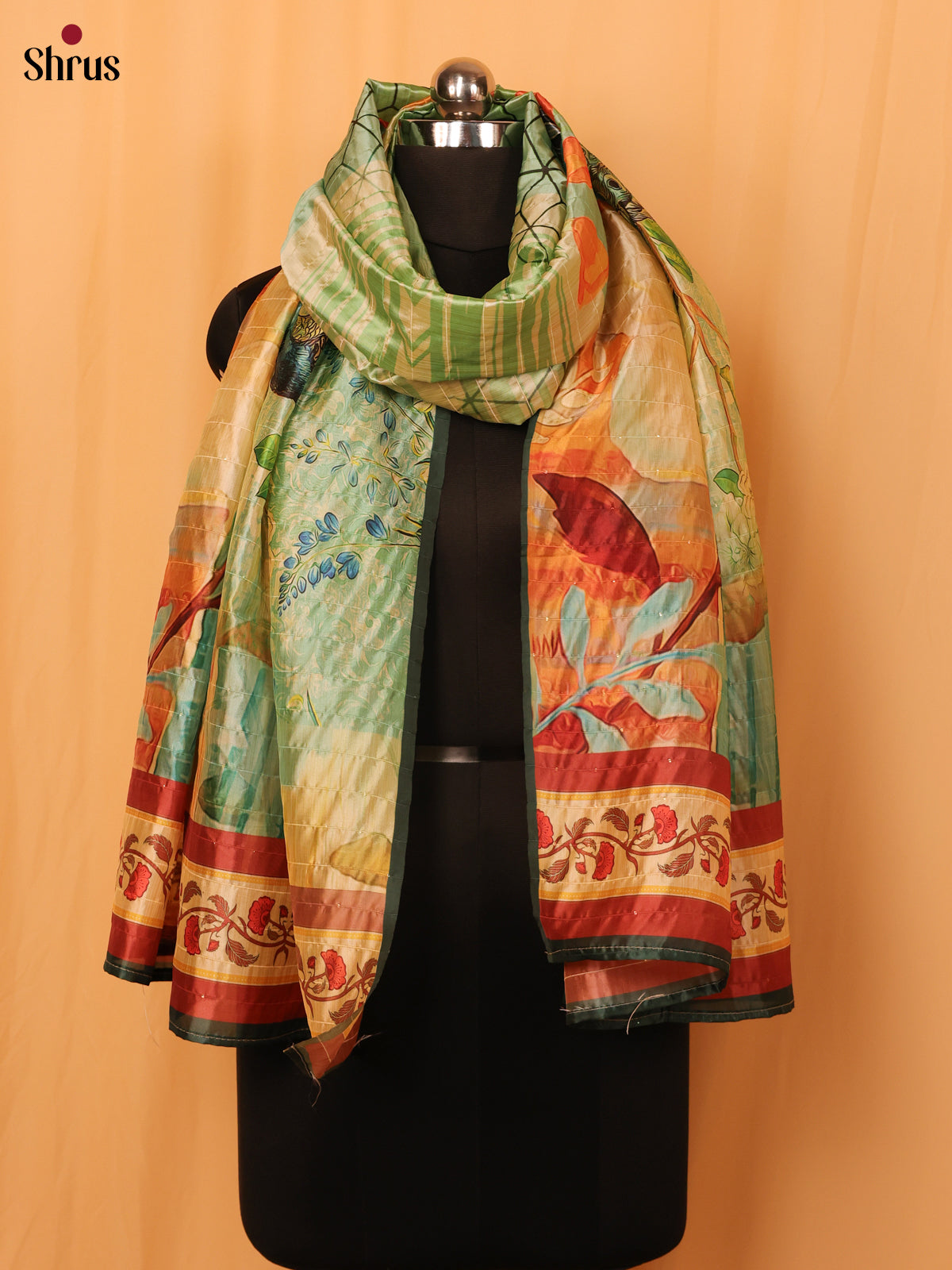 Multi colour Digital Print Semi Silk Dupatta - MCL28115 - Shop on Shrus.com