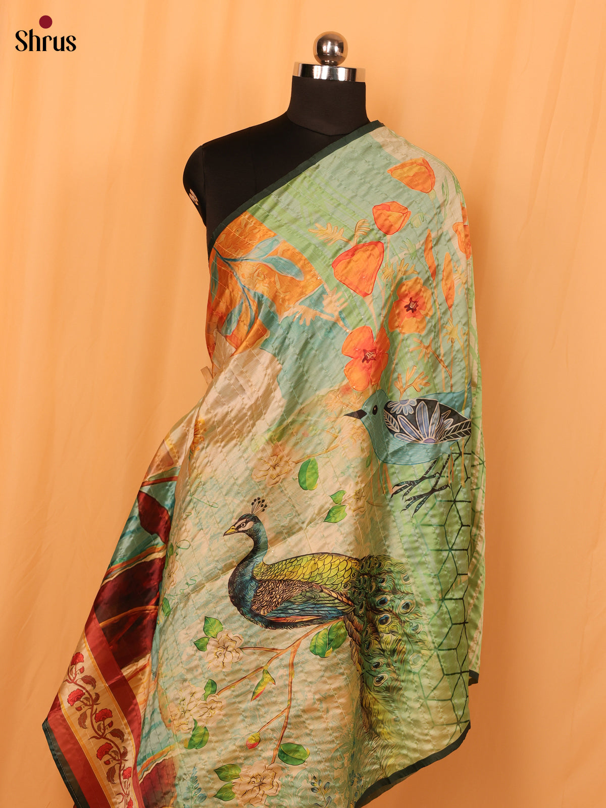 Multi colour Digital Print Semi Silk Dupatta - MCL28115 - Shop on Shrus.com